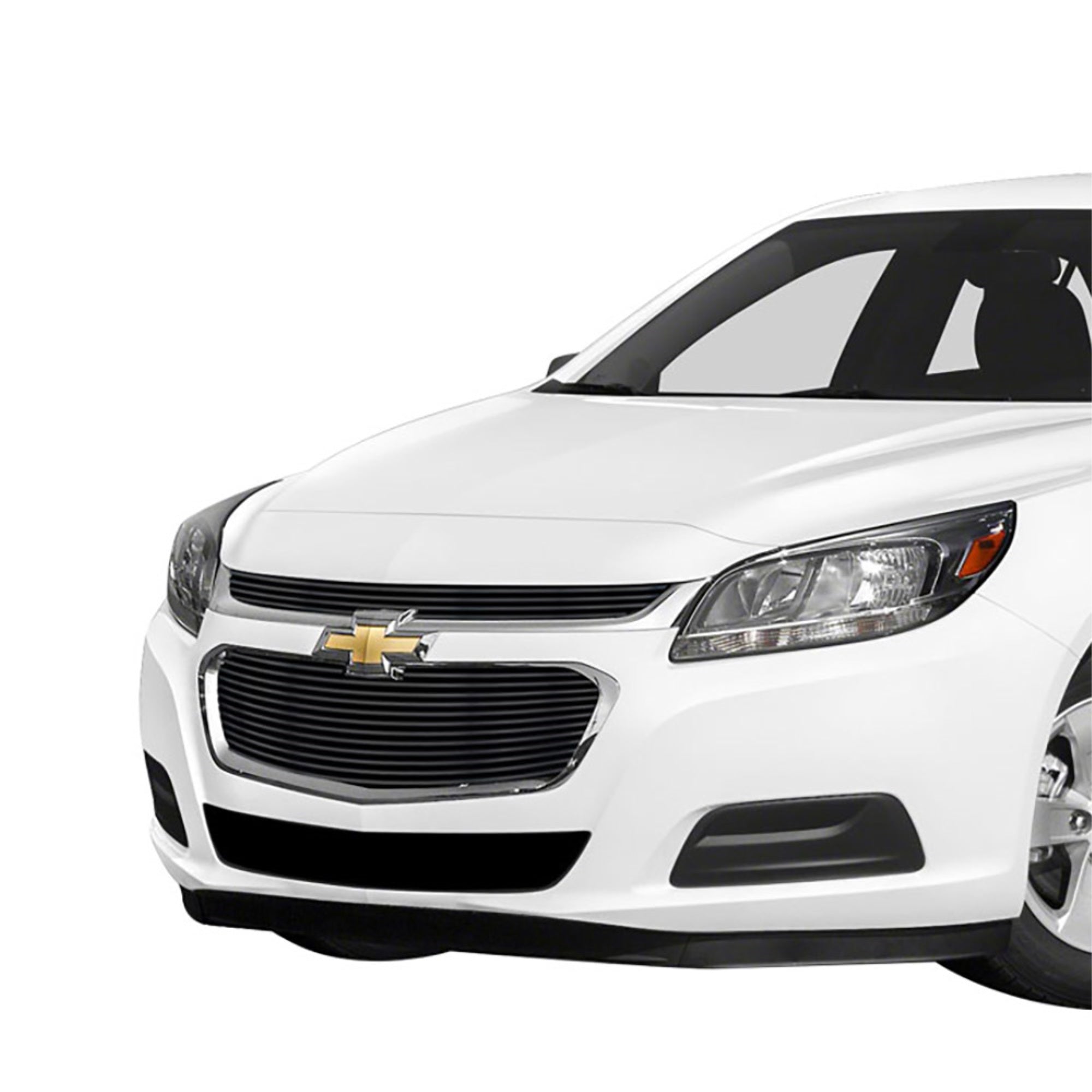 2016-2016 Chevy Malibu Limited (2016 Malibu Fits Limited Model Only)/2014-2015 Chevy Malibu Stainless Steel Black Powder Coated Finish Horizontal Billet Black Stainless Steel Billet Grille