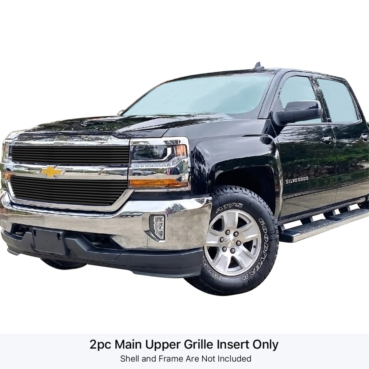 2016-2018 Chevy Silverado 1500 Not For Z71 And High Country Model/2019 Chevy Silverado 1500 Ld Not For Z71 And High Country Model Stainless Steel Black Powder Coated Finish 8X6 Horizontal Billet Black Stainless Steel Billet Grille