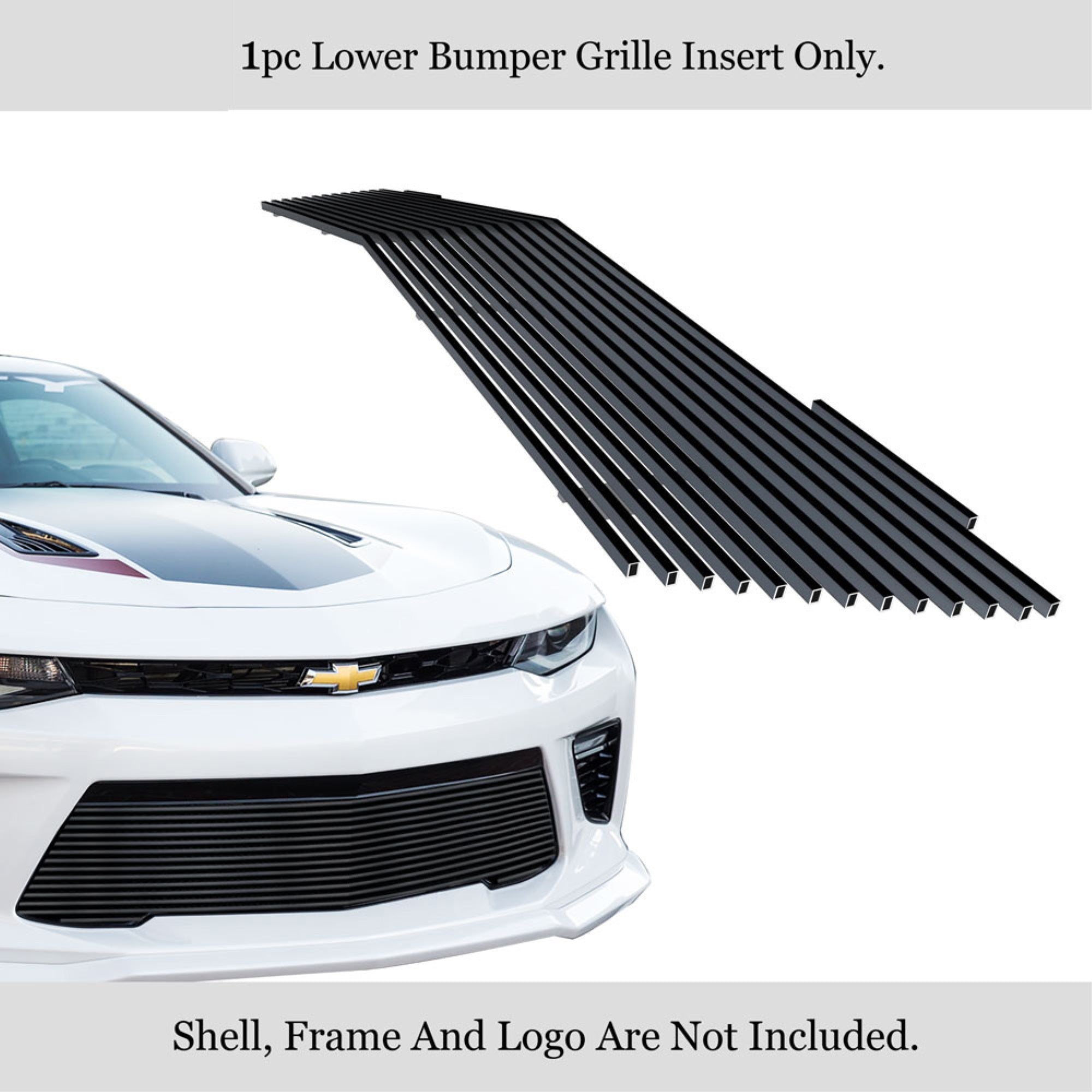 2016-2018 Chevy Camaro Ss Stainless Steel Black Powder Coated Finish Horizontal Billet Black Stainless Steel Billet Grille