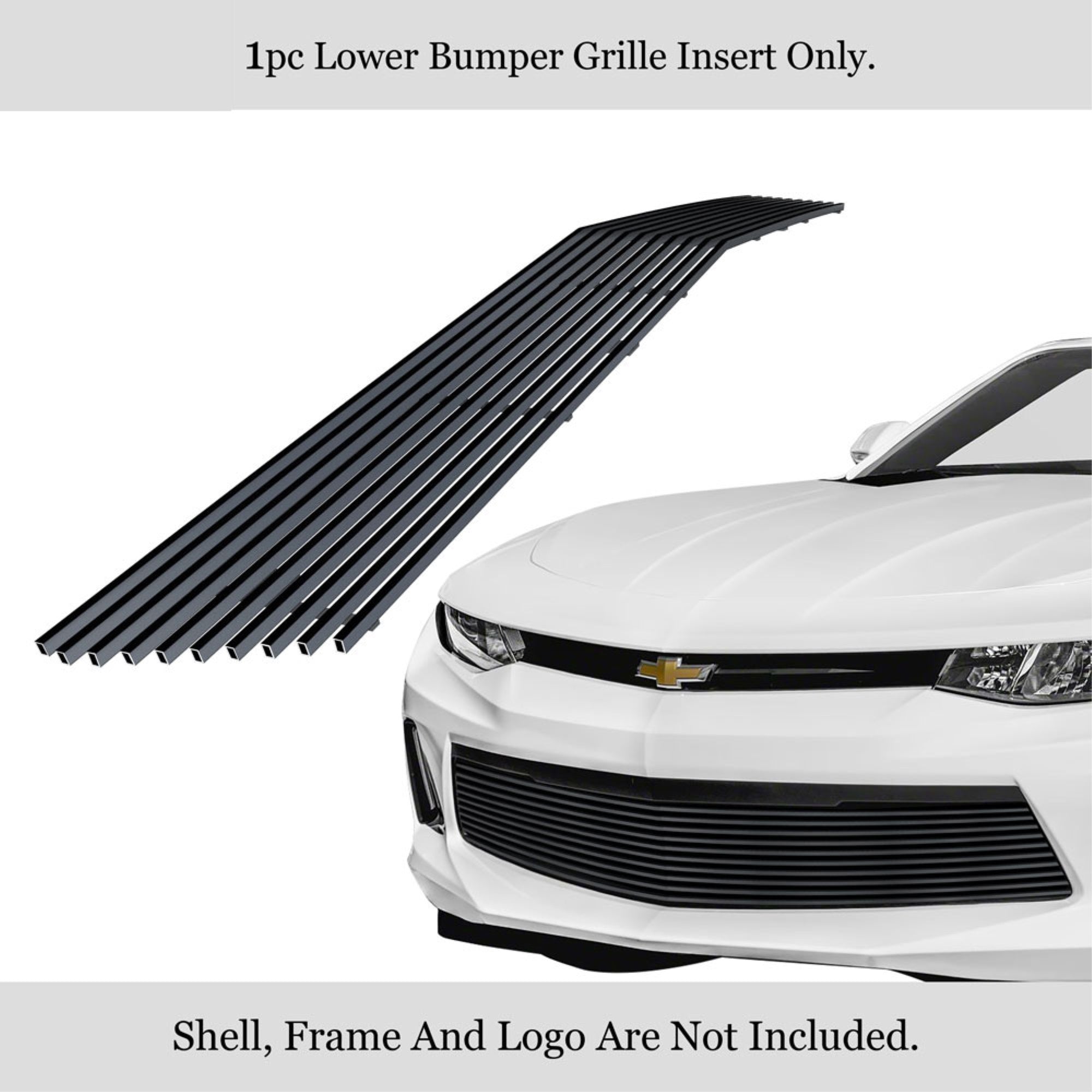 2016-2018 Chevy Camaro Lt Stainless Steel Black Powder Coated Finish Horizontal Billet Black Stainless Steel Billet Grille