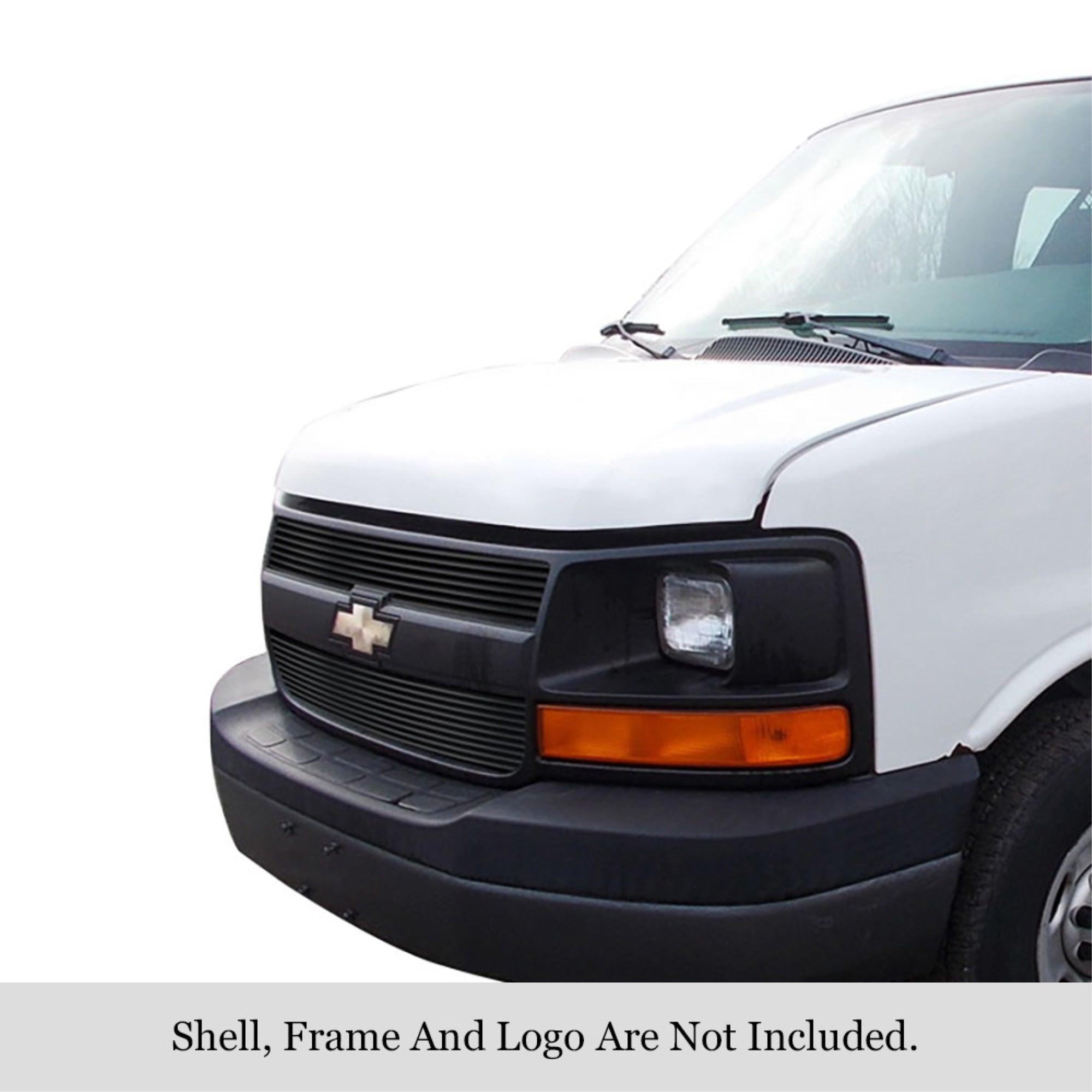 2003-2020 Chevy Express Van Stainless Steel Black Powder Coated Finish 8X6 Horizontal Billet Black Stainless Steel Billet Grille