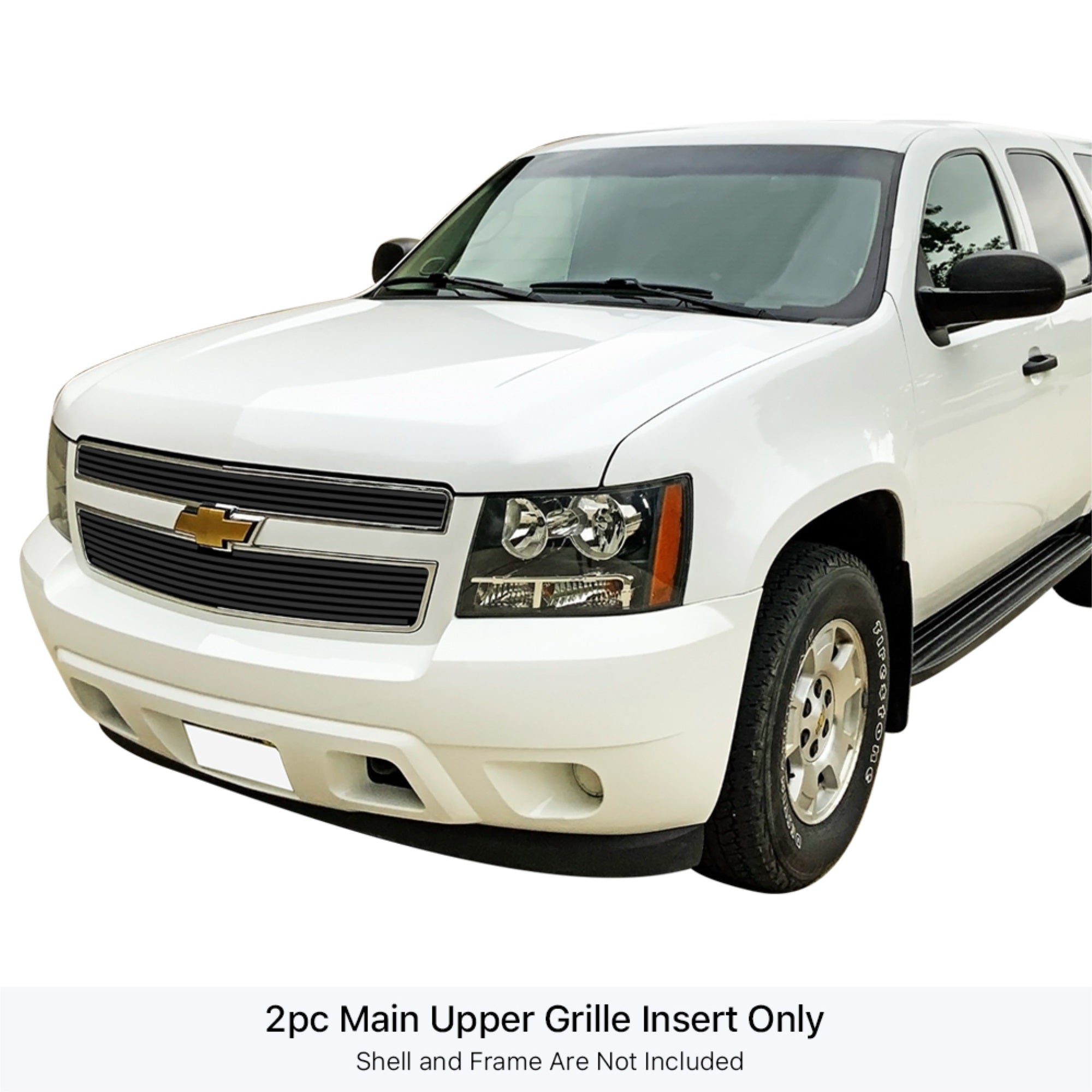 2007-2014 Chevy Avalanche /2007-2014 Chevy Suburban /2007-2014 Chevy Tahoe Not For Hybrid Stainless Steel Black Powder Coated Finish 8X6 Horizontal Billet Black Stainless Steel Billet Grille