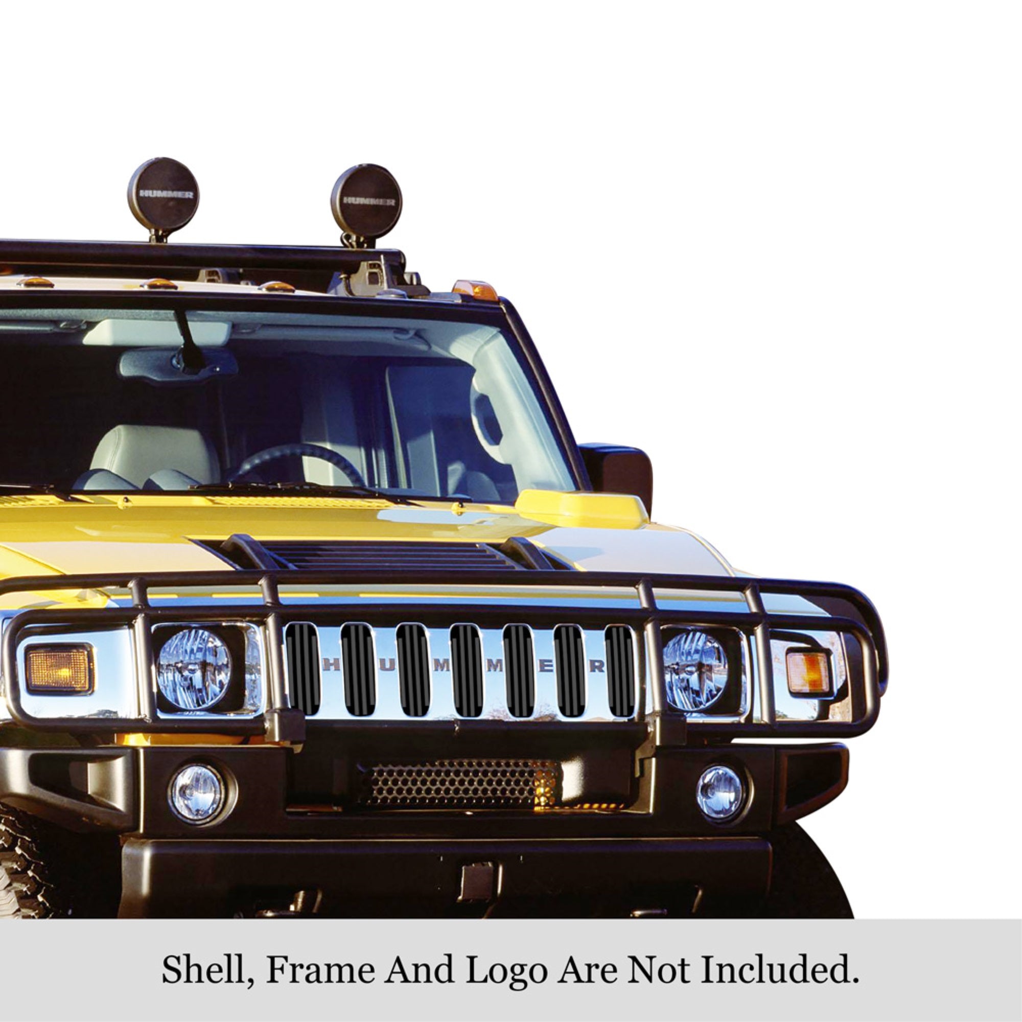 2003-2007 Hummer H2 Stainless Steel Black Powder Coated Finish 8X6 Vertical Billet Black Stainless Steel Billet Grille
