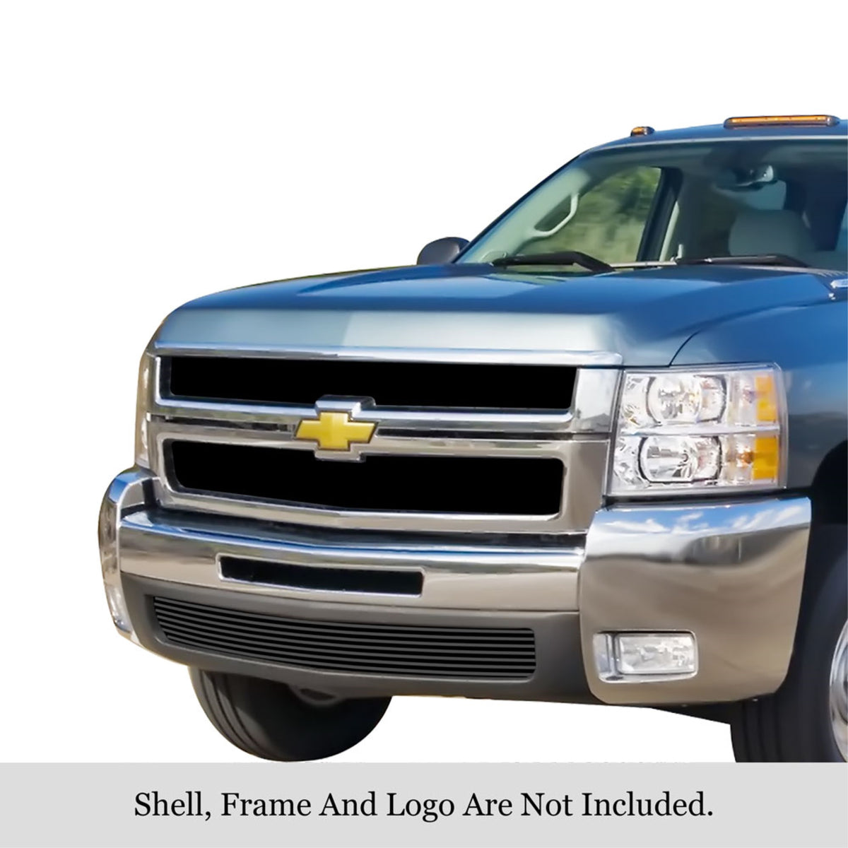 2007-2010 Chevy Silverado 2500 Hd /2007-2010 Chevy Silverado 3500 Hd Stainless Steel Black Powder Coated Finish 8X6 Horizontal Billet Black Stainless Steel Billet Grille