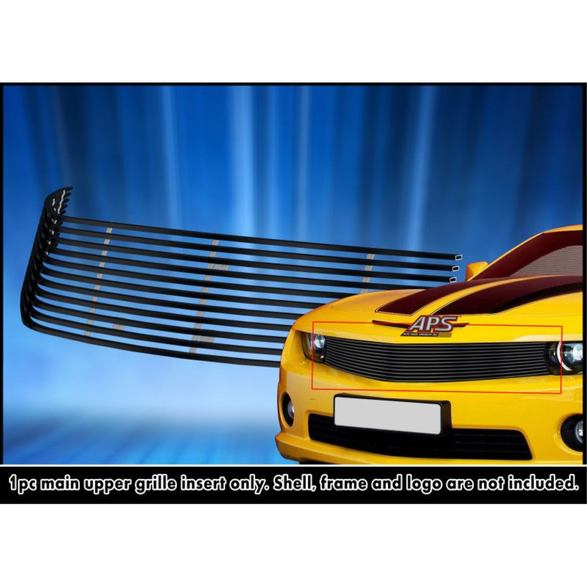 2010-2013 Chevy Camaro Long Not For Zl1 Model Stainless Steel Black Powder Coated Finish Horizontal Billet Black Stainless Steel Billet Grille