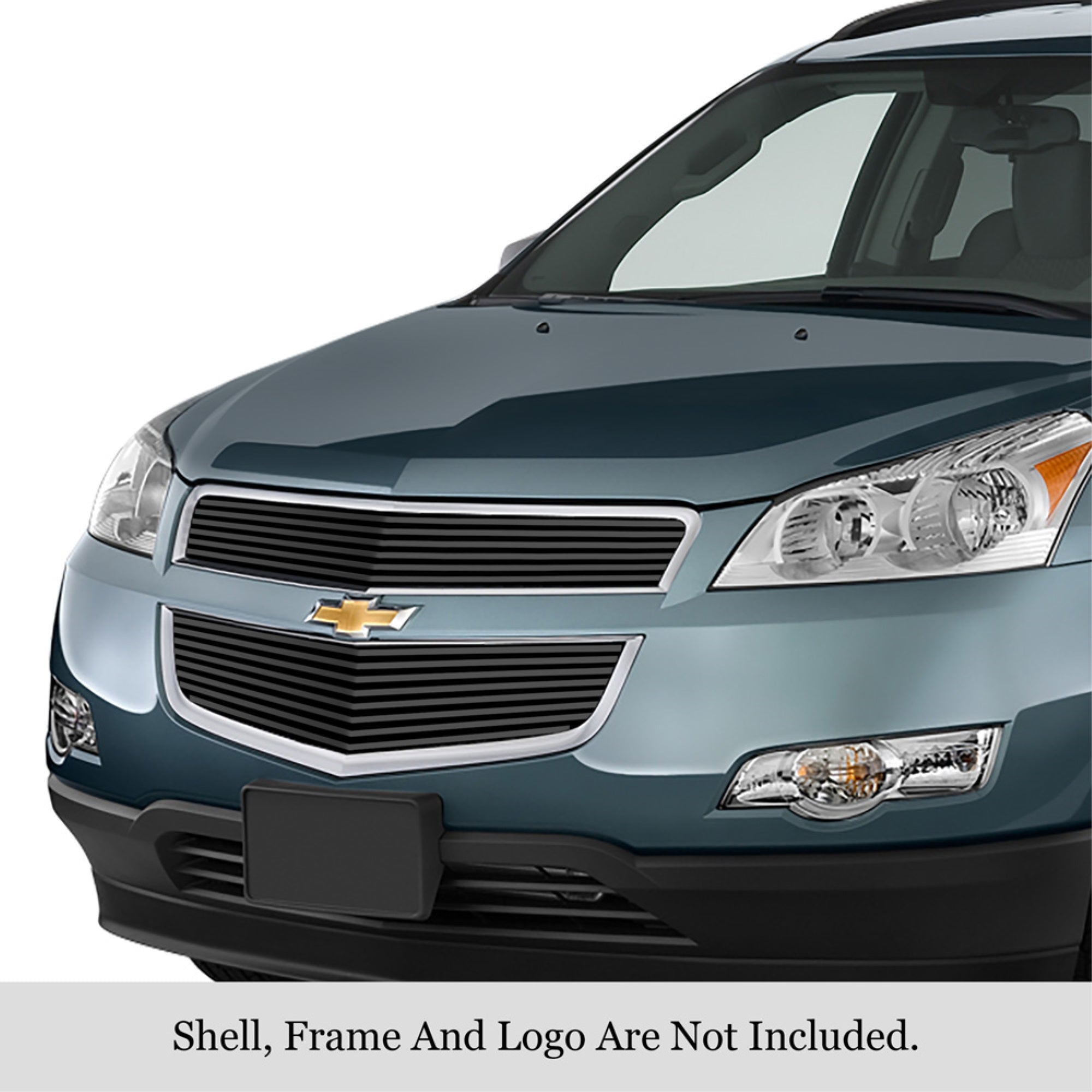 2009-2012 Chevy Traverse Stainless Steel Black Powder Coated Finish 8X6 Horizontal Billet Black Stainless Steel Billet Grille
