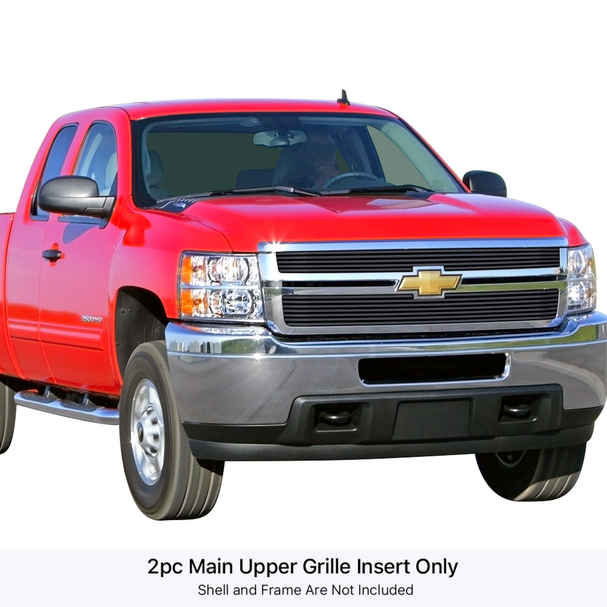 2011-2014 Chevy Silverado 2500 Hd /2011-2014 Chevy Silverado 3500 Hd Stainless Steel Black Powder Coated Finish Horizontal Billet Black Stainless Steel Billet Grille