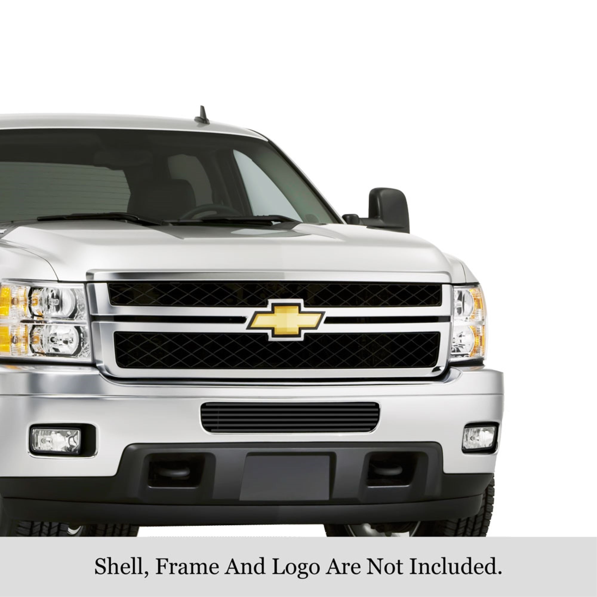 2011-2014 Chevy Silverado 2500 Hd /2011-2014 Chevy Silverado 3500 Hd Stainless Steel Black Powder Coated Finish 8X6 Horizontal Billet Black Stainless Steel Billet Grille
