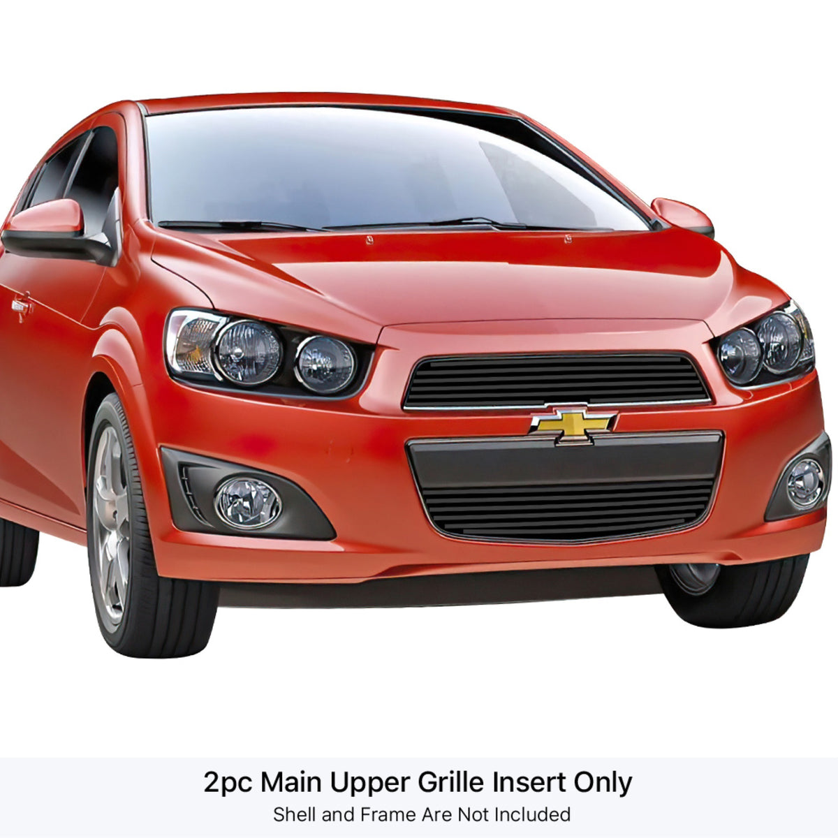2012-2016 Chevy Sonic Not For Rs Models Stainless Steel Black Powder Coated Finish 8X6 Horizontal Billet Black Stainless Steel Billet Grille