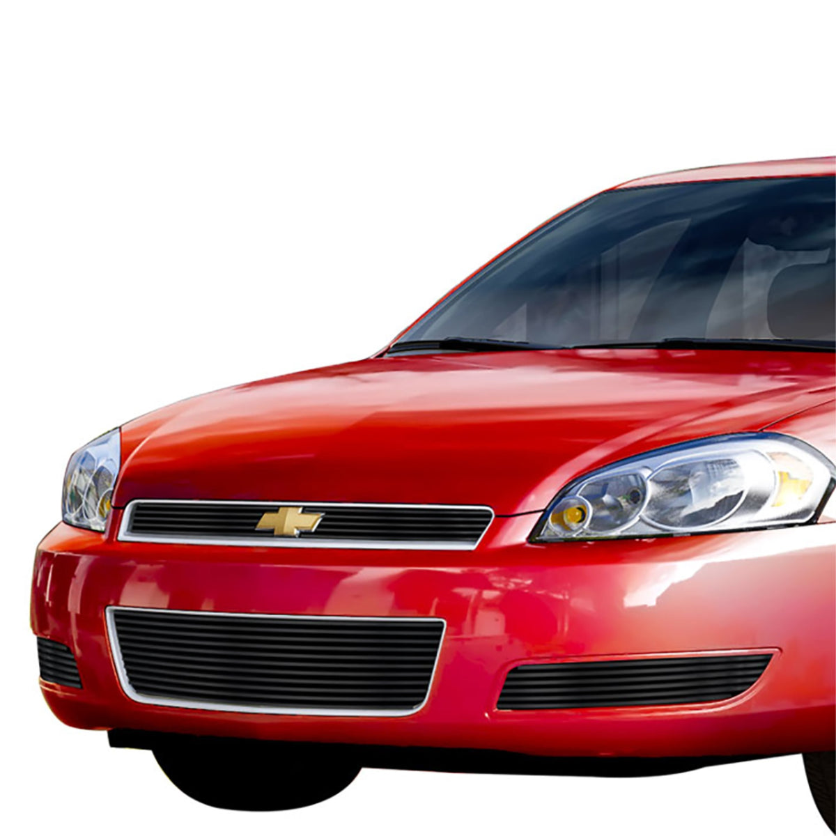 2006-2013 Chevy Impala Lt Without Fog Light/2006-2013 Chevy Impala Ls Without Fog Light Stainless Steel Black Powder Coated Finish 8X6 Horizontal Billet Black Stainless Steel Billet Grille