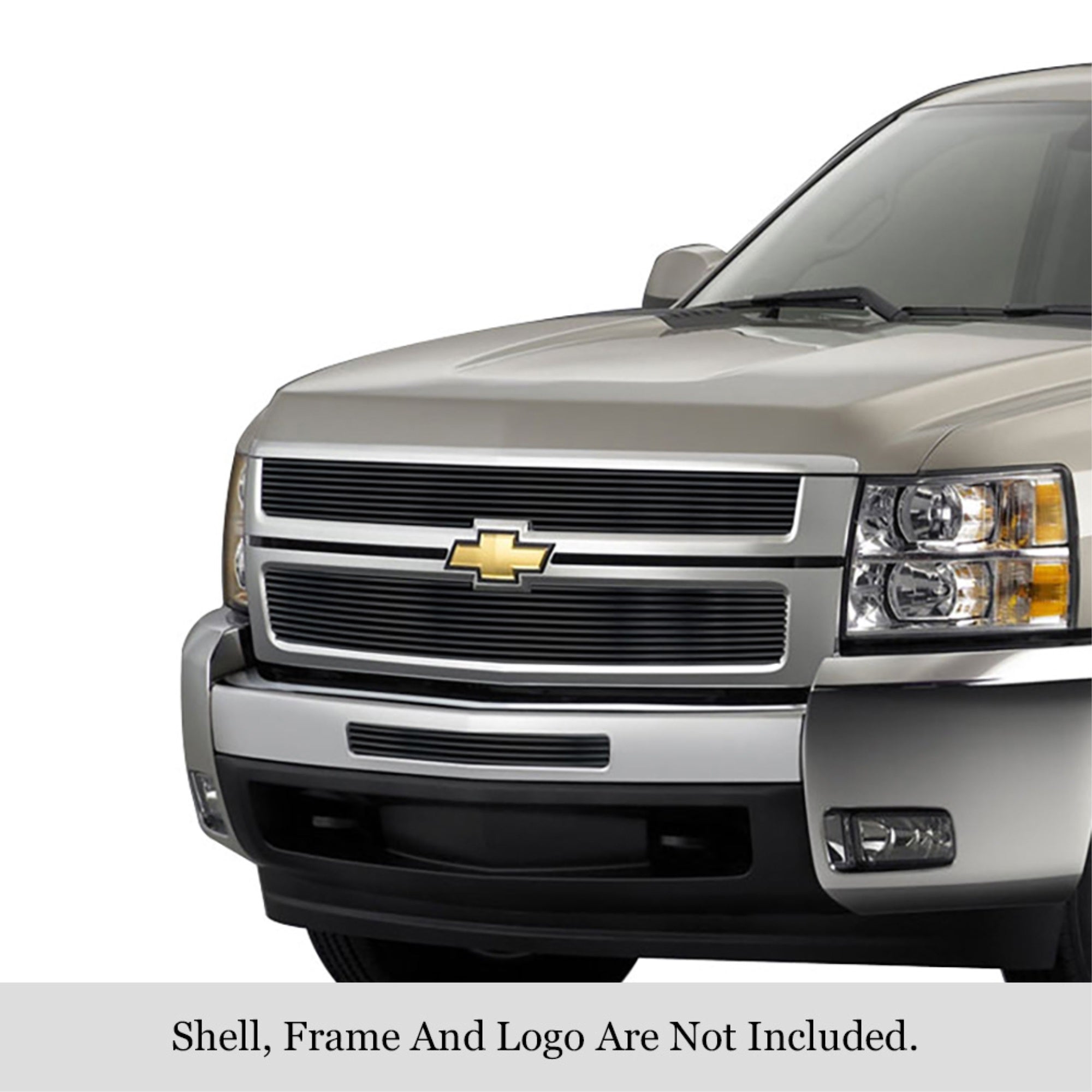 2007-2010 Chevy Silverado 2500 Hd /2007-2010 Chevy Silverado 3500 Hd Stainless Steel Black Powder Coated Finish 8X6 Horizontal Billet Black Stainless Steel Billet Grille