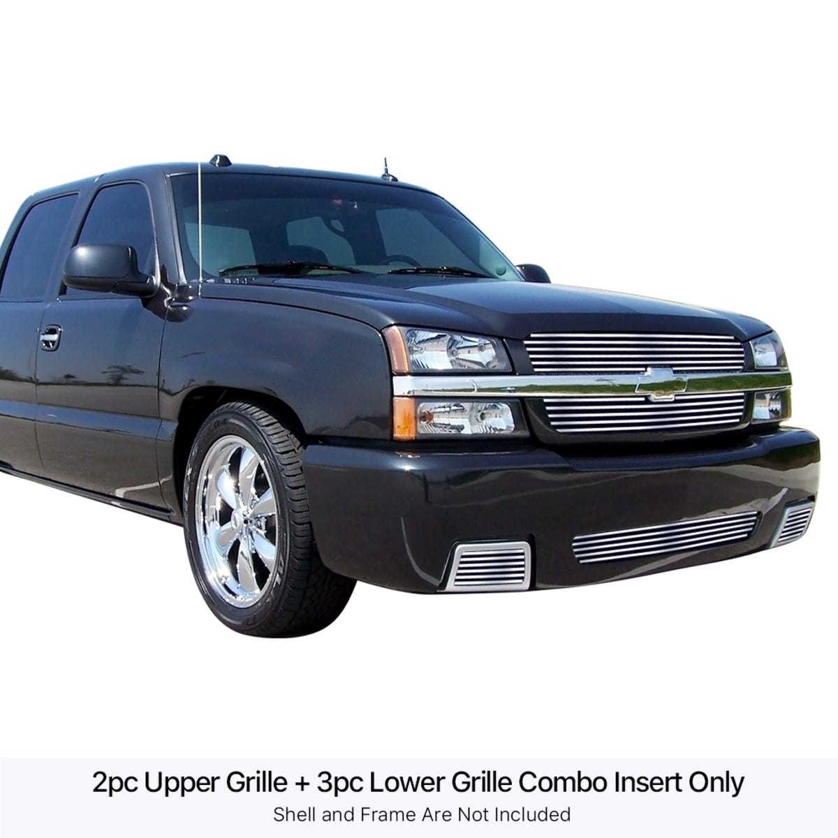 2003-2006 Chevy Silverado 1500 Ss 304 Stainless Steel Polished Finish 8X6 Horizontal Billet Stainless Steel Billet Grille
