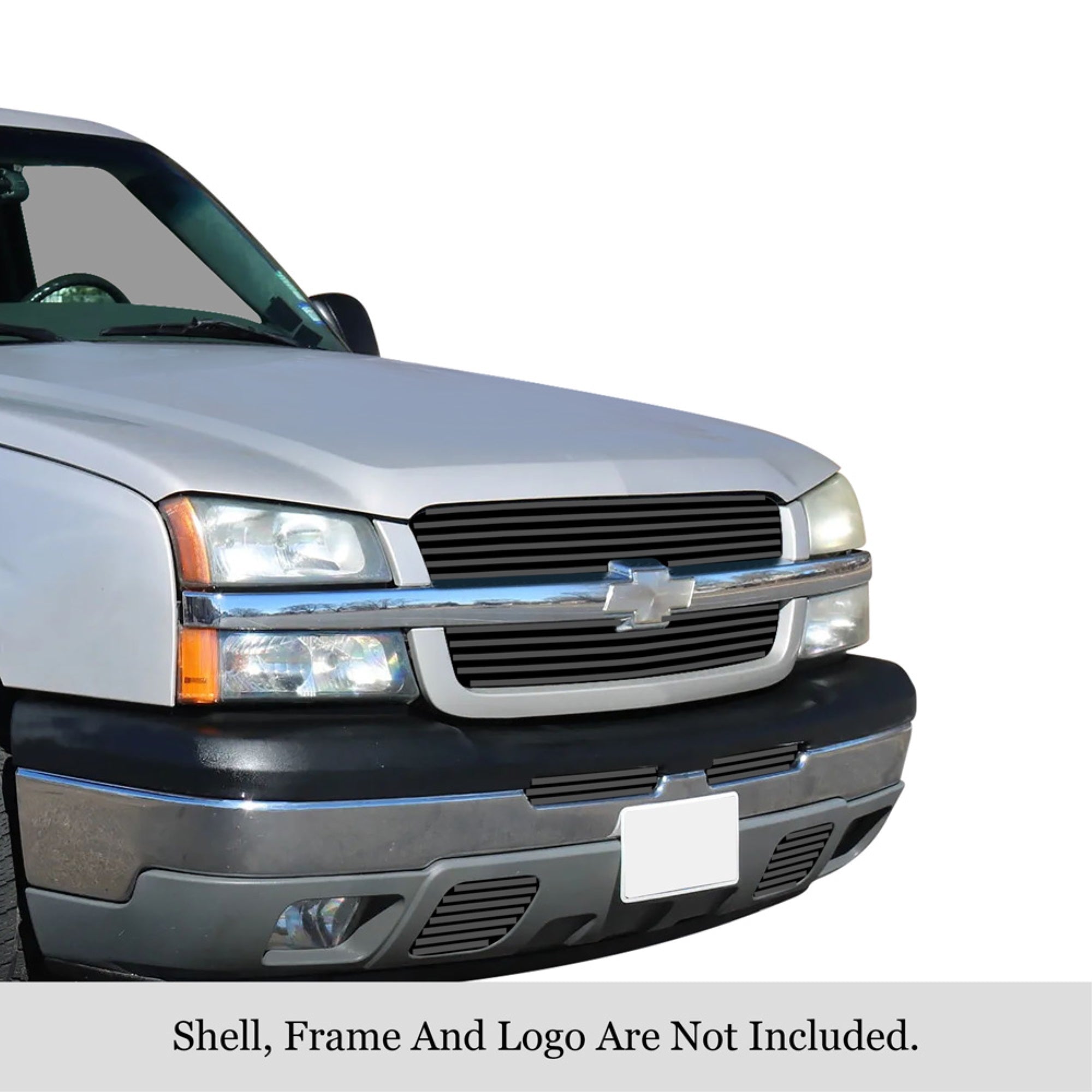 2003-2005 Chevy Silverado 1500 Stainless Steel Black Powder Coated Finish 8X6 Horizontal Billet Black Stainless Steel Billet Grille