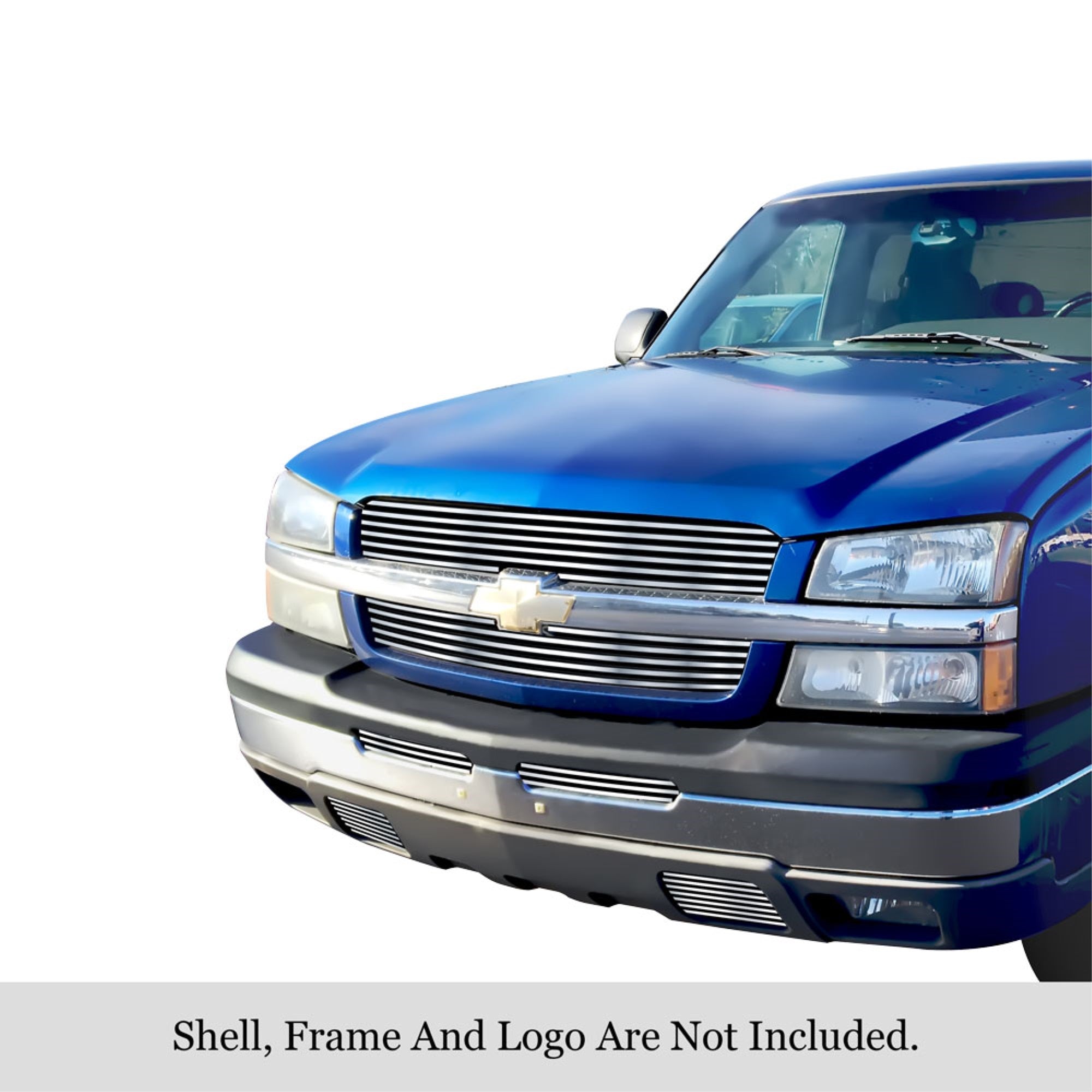 2003-2005 Chevy Silverado 1500 304 Stainless Steel Polished Finish 8X6 Horizontal Billet Stainless Steel Billet Grille