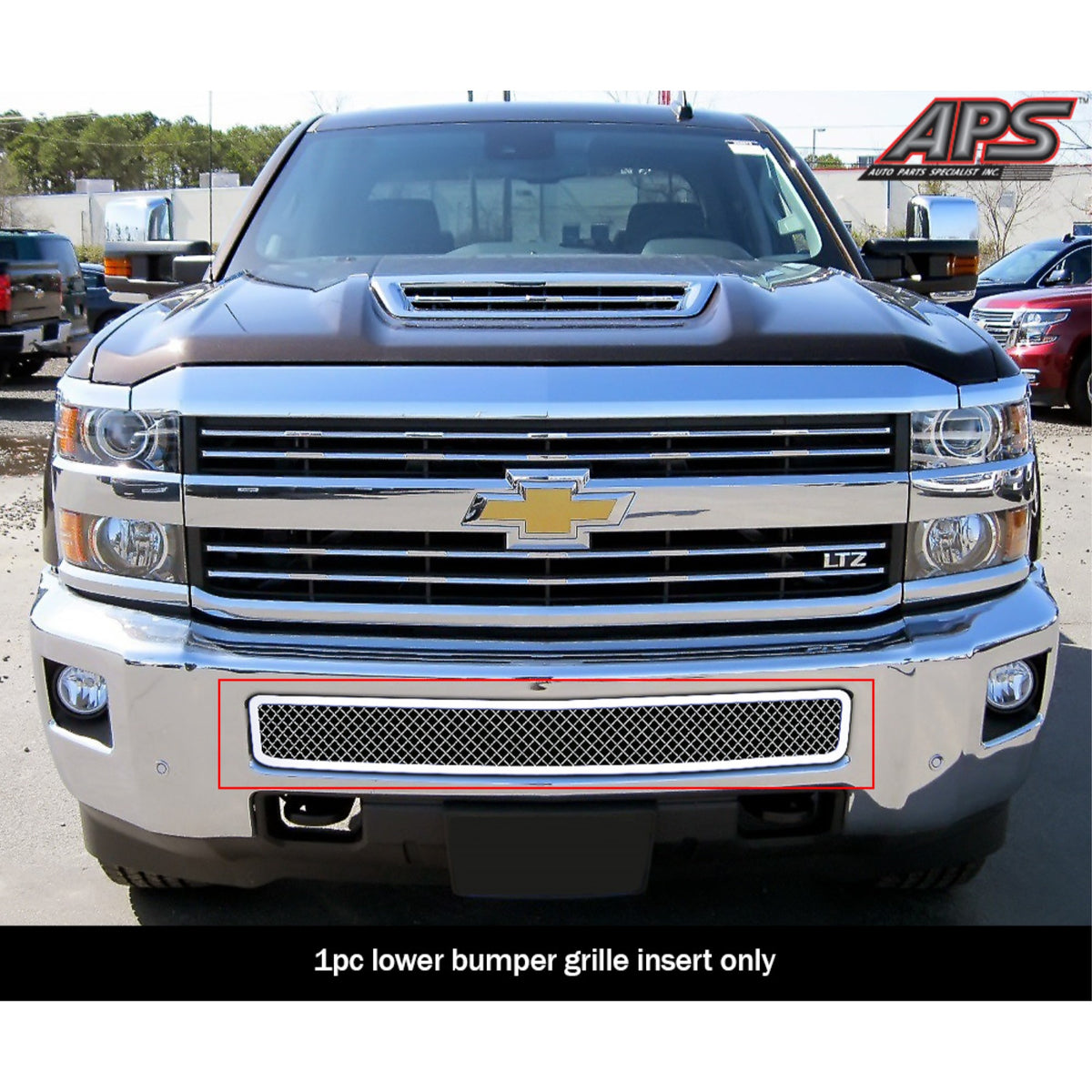 2015-2019 Chevy Silverado 3500 Hd Without Parking Sensor/2015-2019 Chevy Silverado 2500 Hd Without Parking Sensor Stainless Steel Polished Finish 2.5 Mm Wire Mesh Mesh Grille