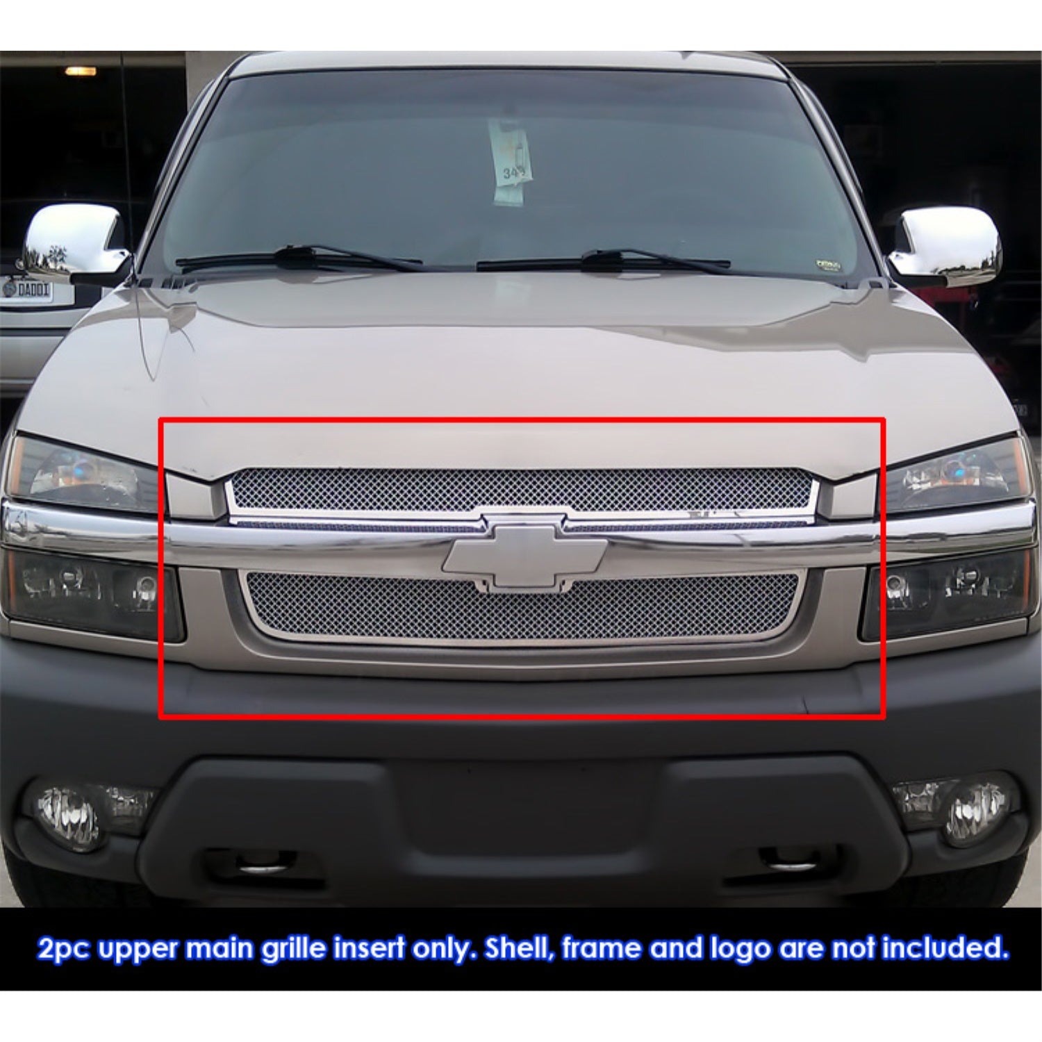 2001-2006 Chevy Avalanche  With Body Cladding Stainless Steel Polished Finish 1.8 Mm Wire Mesh Mesh Grille