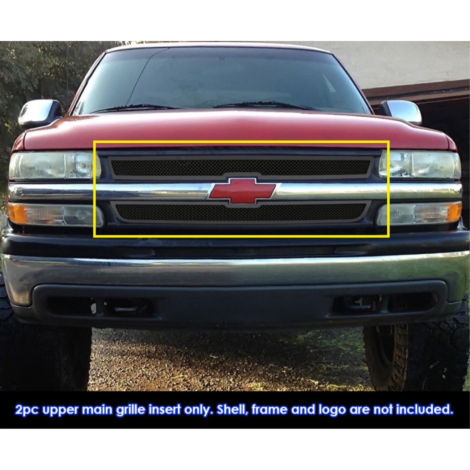 2001-2002 Chevy Silverado 2500 /2001-2002 Chevy Silverado 3500 Stainless Steel Black Powder Coated Finish 1.8 Mm Wire Mesh Black Wire Mesh Grille