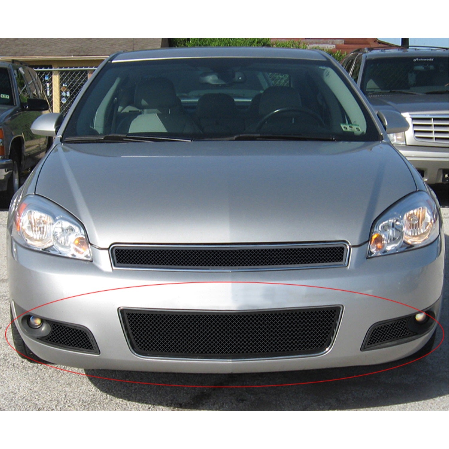 2006-2013 Chevy Impala With Fog Light /2014-2016 Chevy Impala Limited Model Only With Fog Light Stainless Steel Black Powder Coated Finish 1.8 Mm Wire Mesh Black Wire Mesh Grille