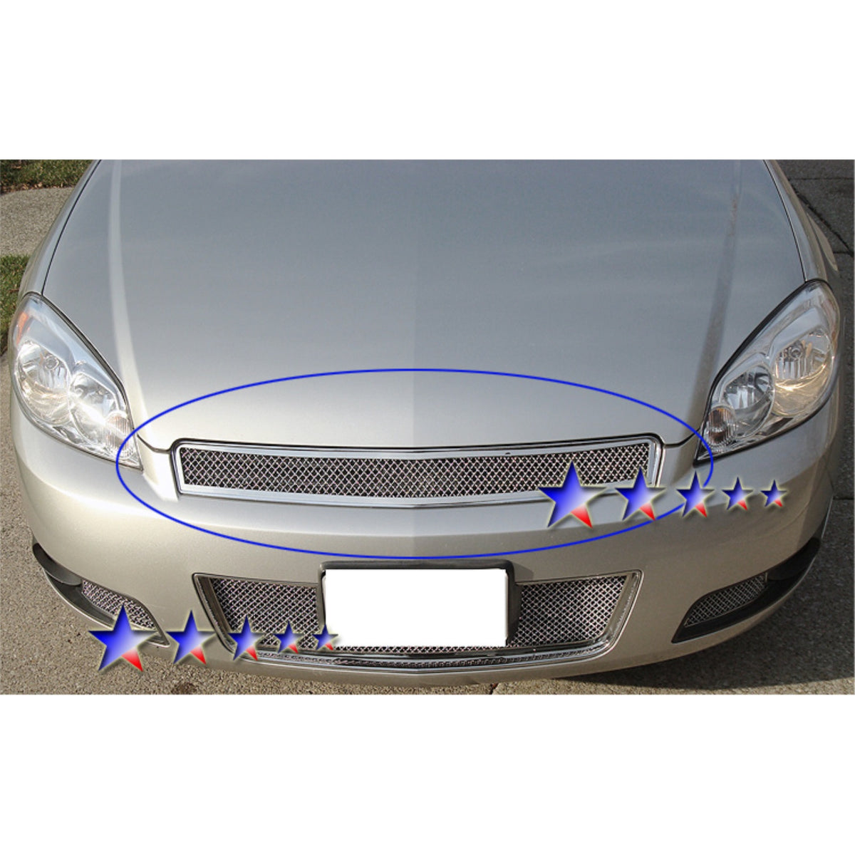 2006-2013 Chevy Impala /2006-2007 Chevy Monte Carlo /2014-2016 Chevy Impala Limited Model Only Stainless Steel Polished Finish 1.8 Mm Wire Mesh Mesh Grille