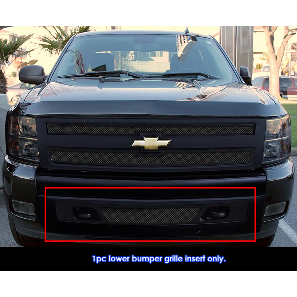 2007-2013 Chevy Silverado 1500 Stainless Steel Black Powder Coated Finish 1.8 Mm Wire Mesh Black Wire Mesh Grille