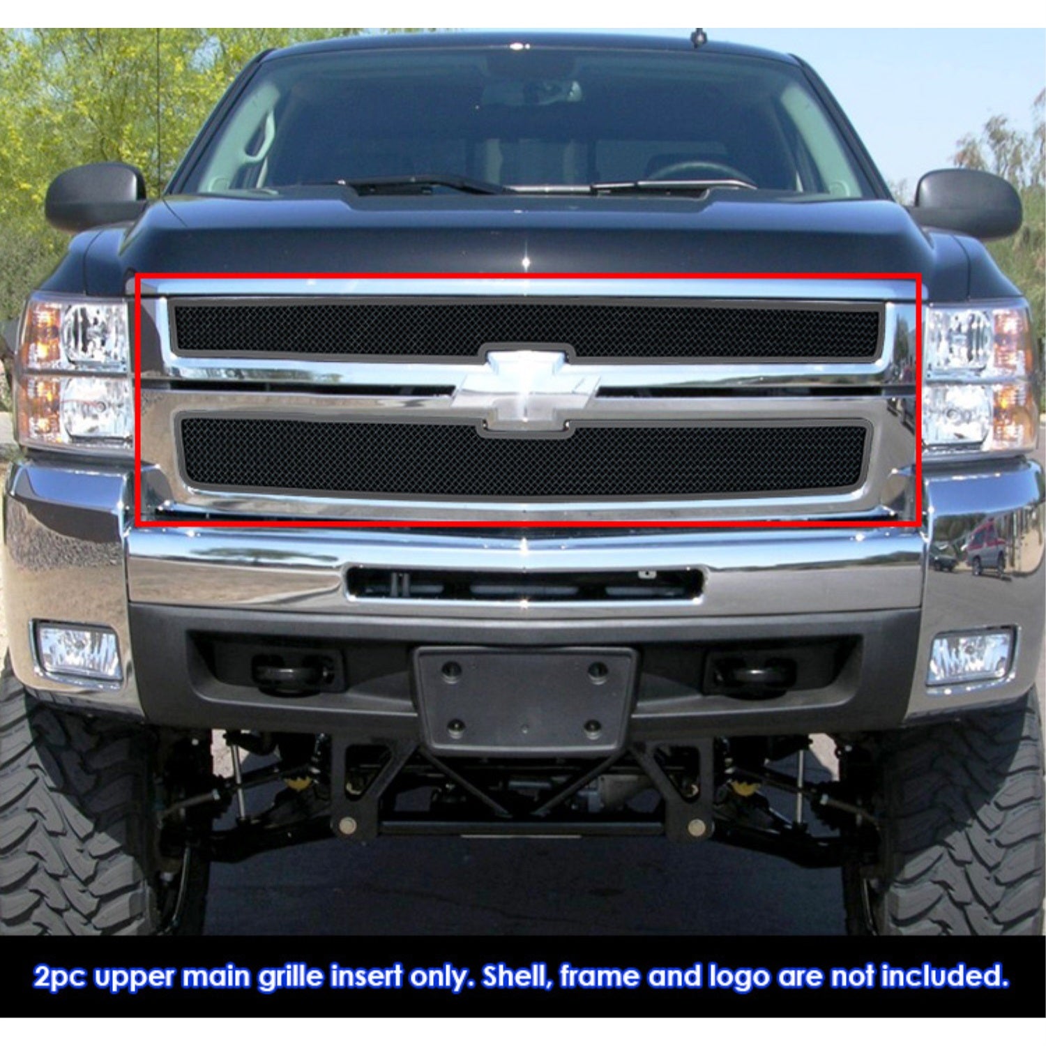 2007-2010 Chevy Silverado 2500 Hd /2007-2010 Chevy Silverado 2500 Hd Stainless Steel Black Powder Coated Finish 1.8 Mm Wire Mesh Black Wire Mesh Grille