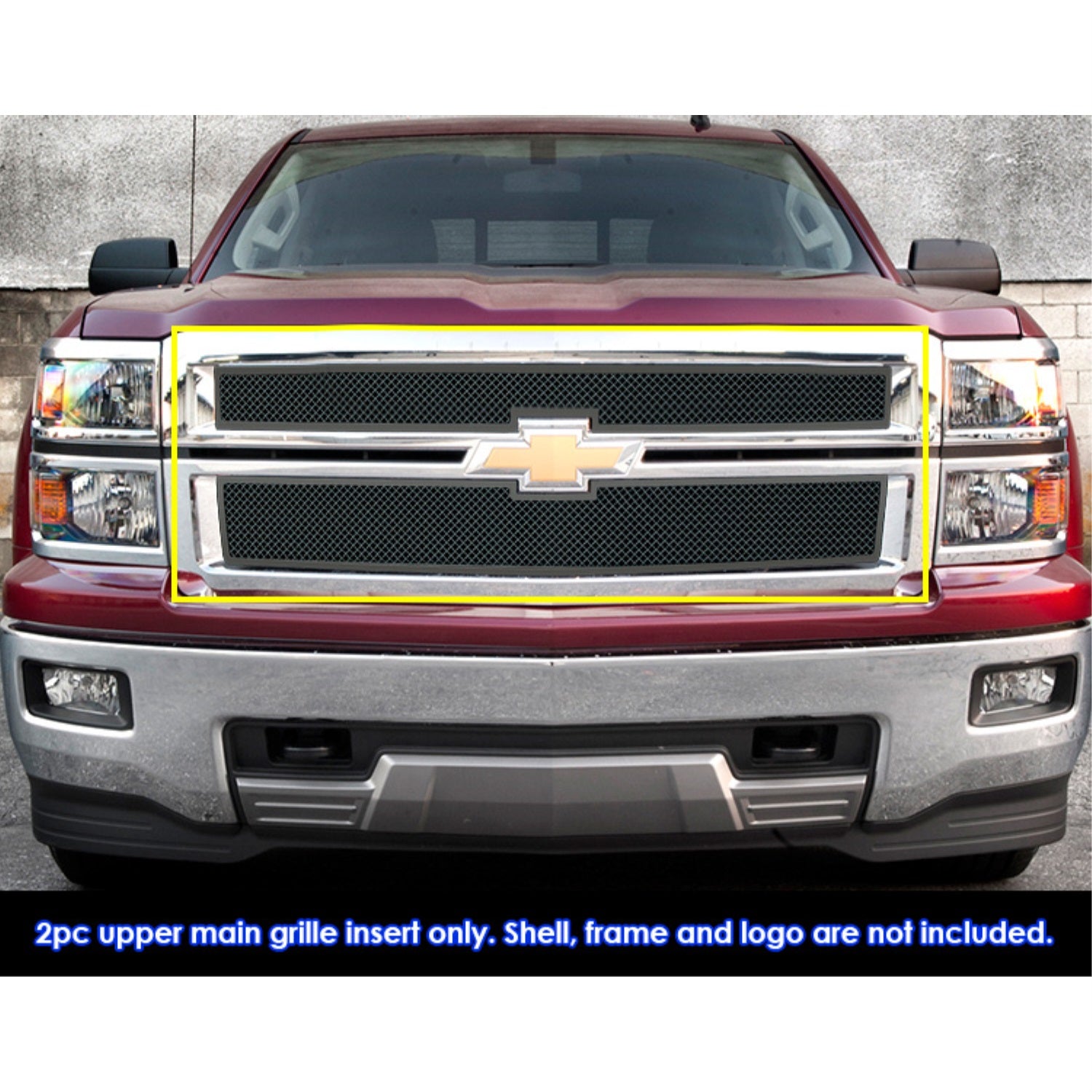 2014-2015 Chevy Silverado 1500 Not For Z71 Stainless Steel Black Powder Coated Finish 1.8 Mm Wire Mesh Black Wire Mesh Grille