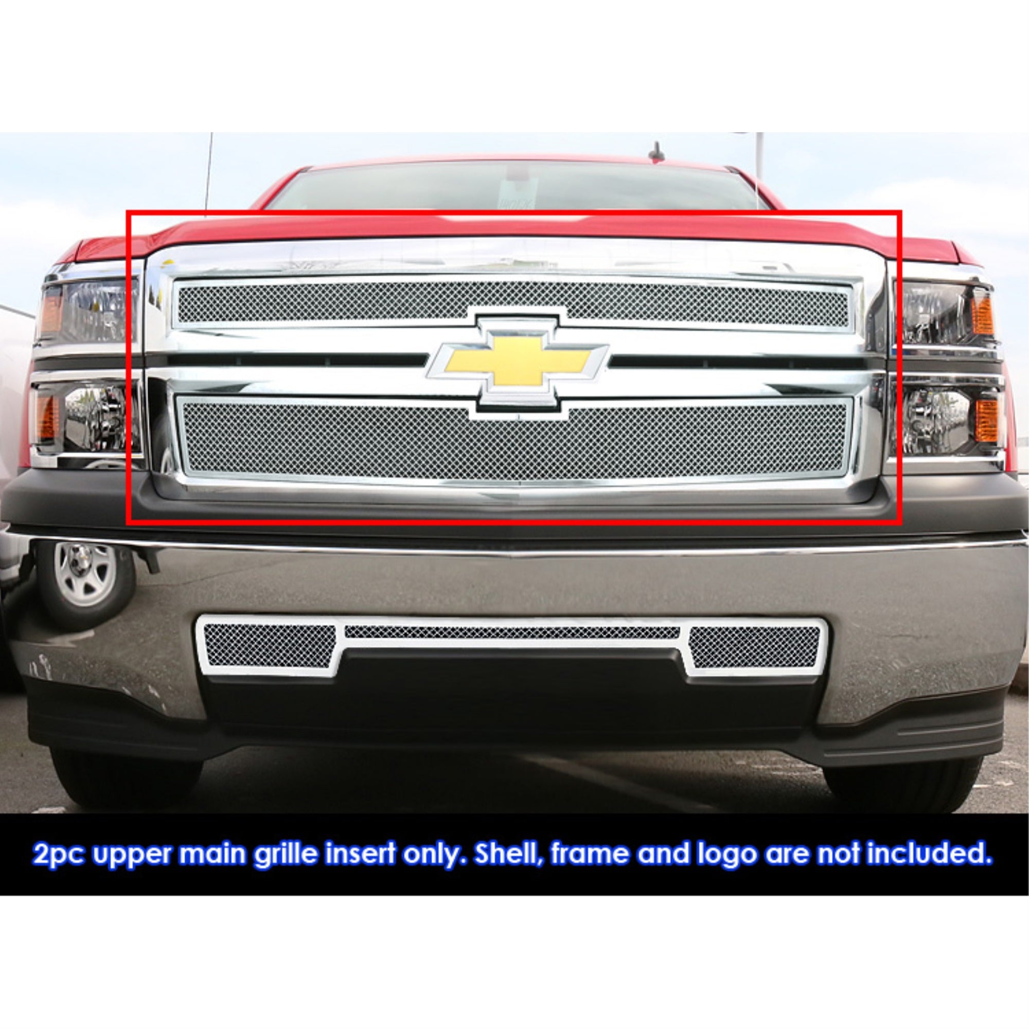 2014-2015 Chevy Silverado 1500 Not For Z71 Stainless Steel Polished Finish 1.8 Mm Wire Mesh Mesh Grille