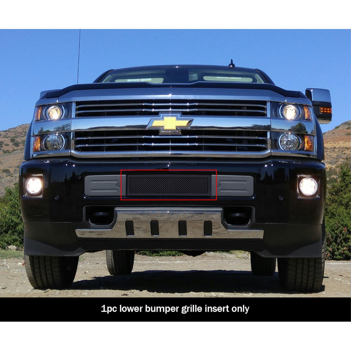 2015-2019 Chevy Silverado 2500 Hd /2015-2019 Chevy Silverado 3500 Hd Stainless Steel Black Powder Coated Finish 1.8 Mm Wire Mesh Black Wire Mesh Grille