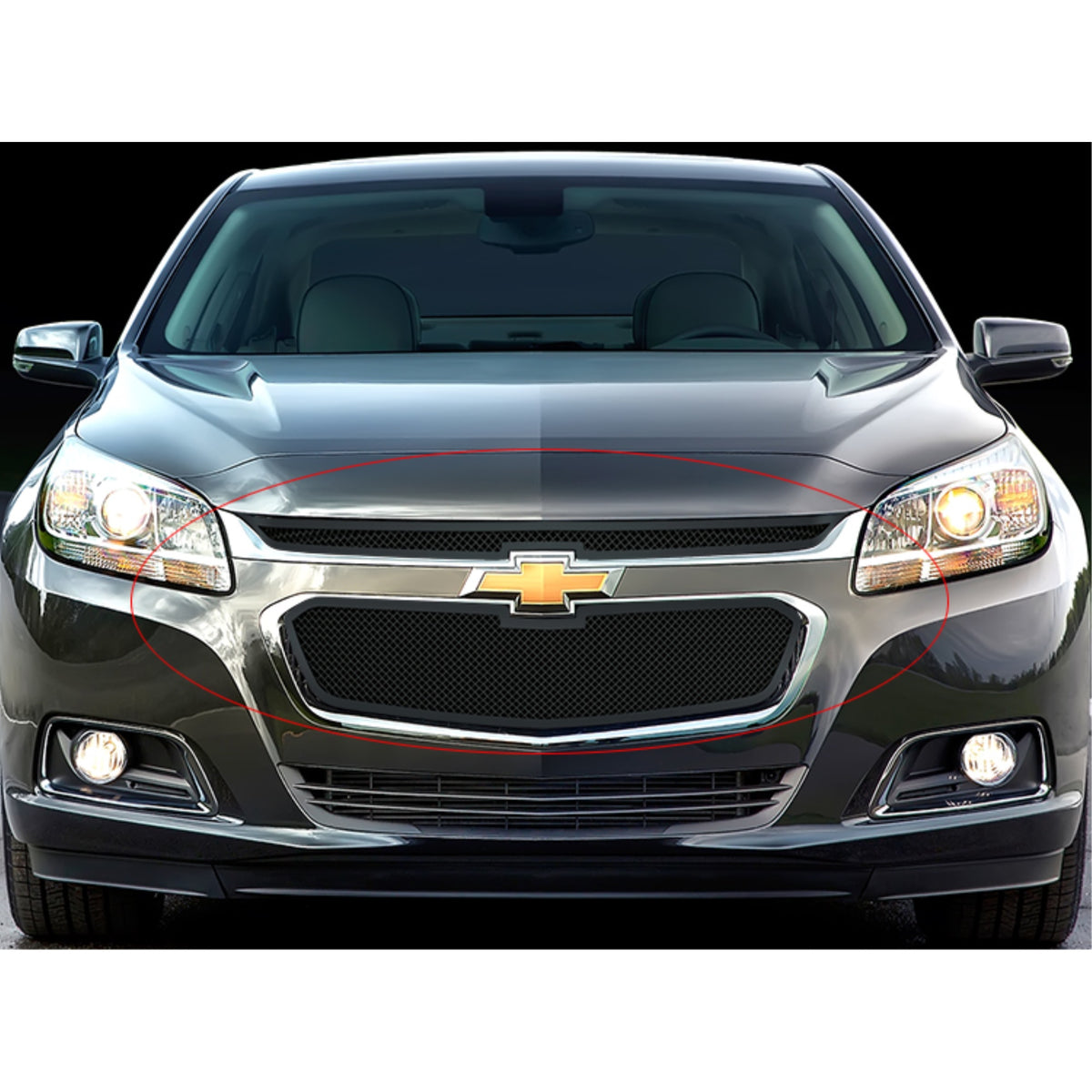 2016-2016 Chevy Malibu Limited (2016 Malibu Fits Limited Model Only)/2014-2015 Chevy Malibu Stainless Steel Black Powder Coated Finish 1.8 Mm Wire Mesh Black Wire Mesh Grille