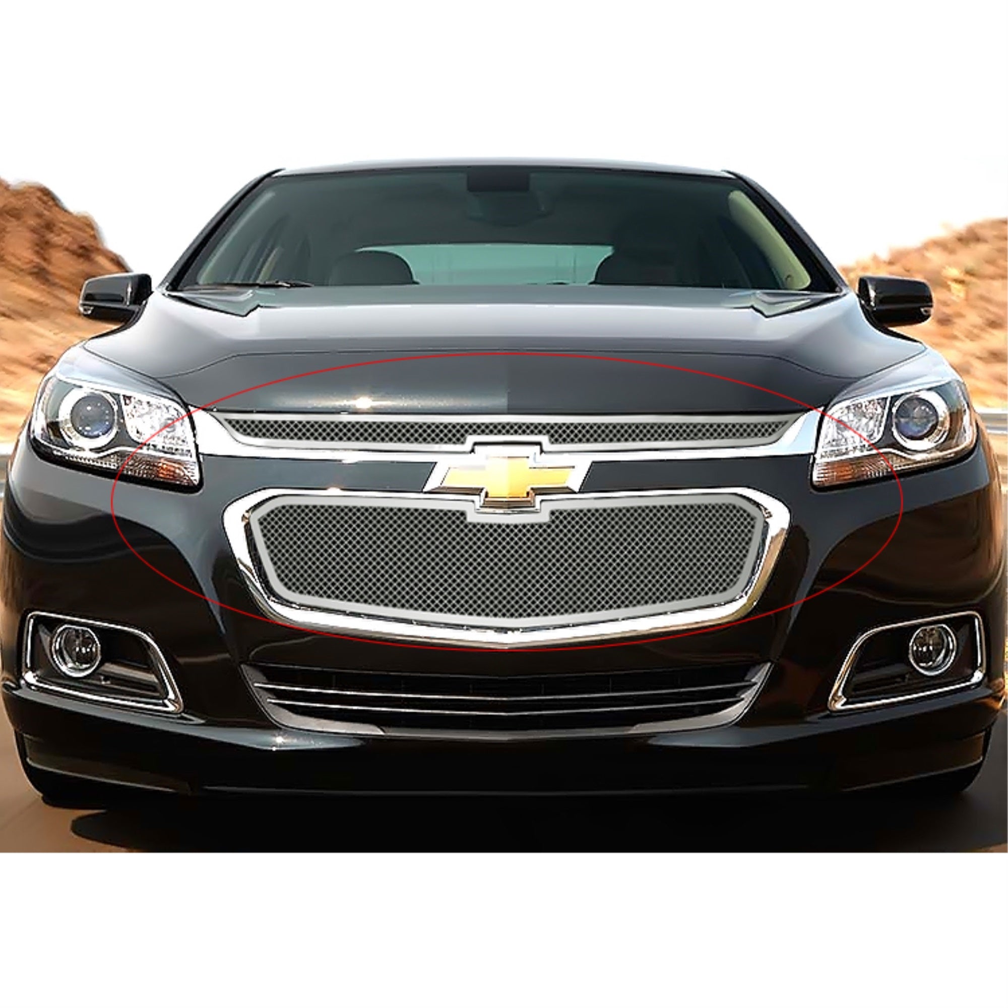 2016-2016 Chevy Malibu Limited (2016 Malibu Fits Limited Model Only)/2014-2015 Chevy Malibu Stainless Steel Polished Finish 1.8 Mm Wire Mesh Mesh Grille