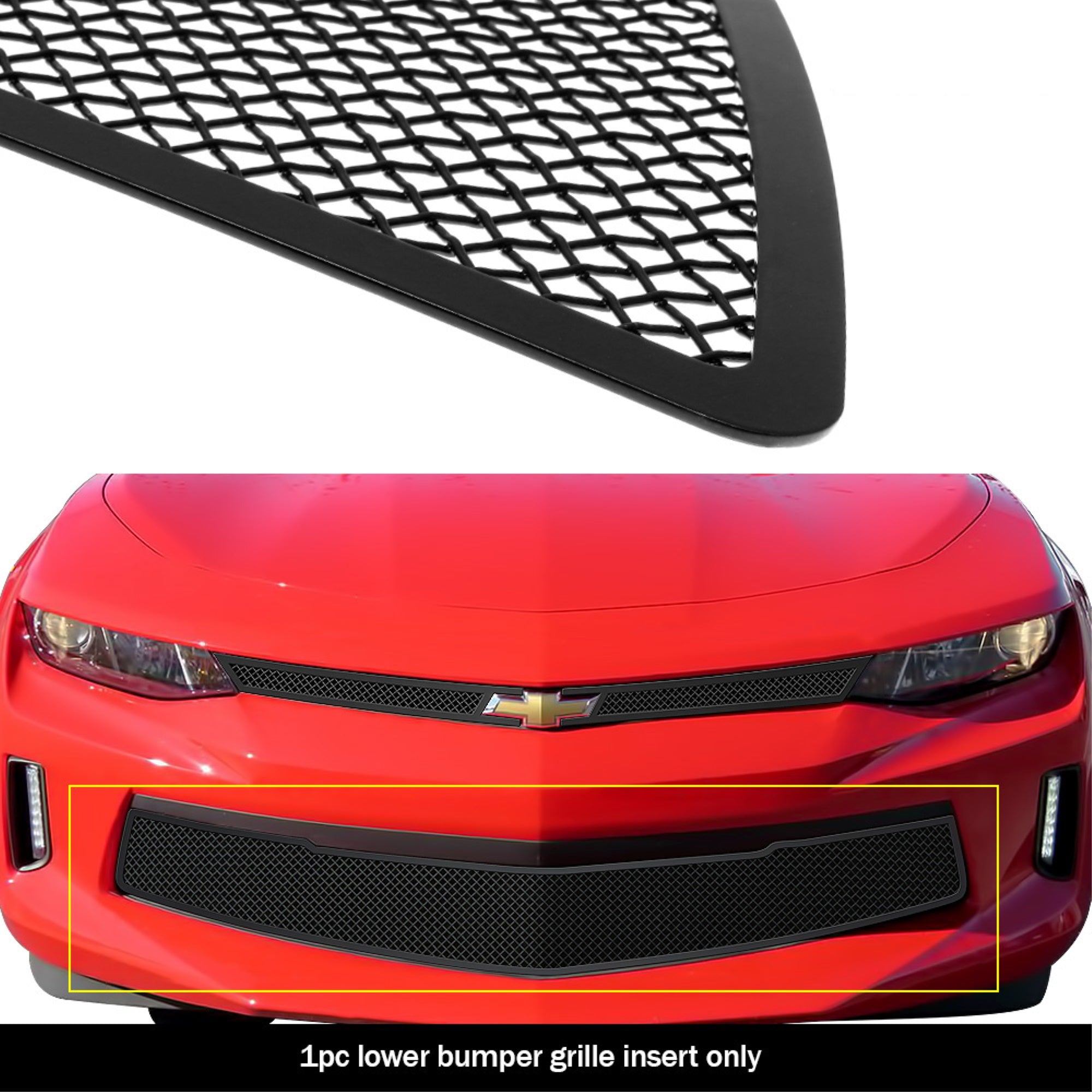 2016-2018 Chevy Camaro Lt Stainless Steel Black Powder Coated Finish 1.8 Mm Wire Mesh Black Wire Mesh Grille