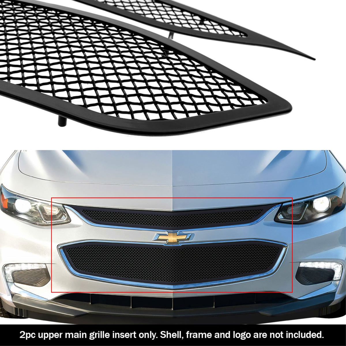2016-2018 Chevy Malibu (Not For Limited Model) Stainless Steel Black Powder Coated Finish 1.8 Mm Wire Mesh Black Wire Mesh Grille