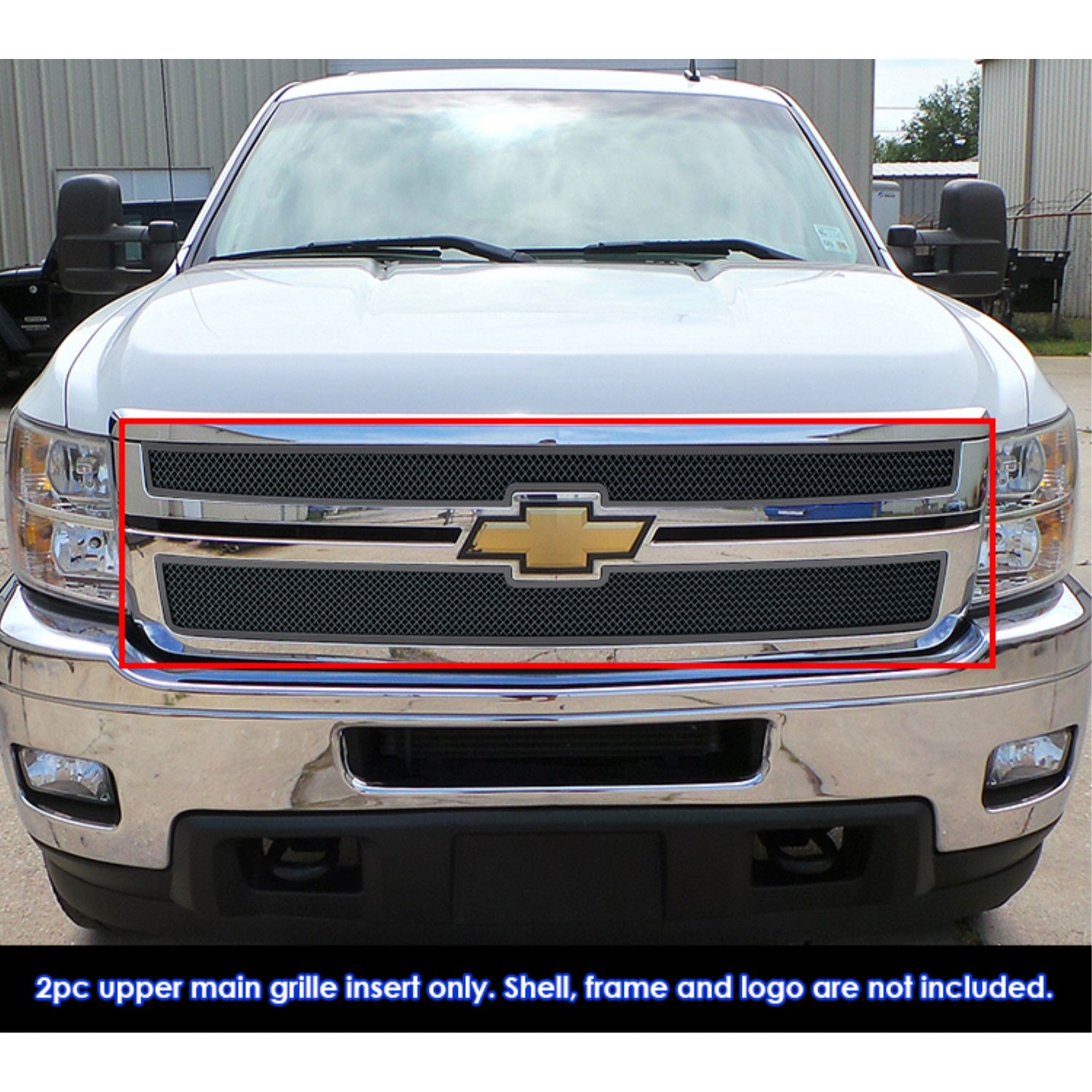 2011-2014 Chevy Silverado 2500 Hd /2011-2014 Chevy Silverado 3500 Hd Stainless Steel Black Powder Coated Finish 1.8 Mm Wire Mesh Black Wire Mesh Grille