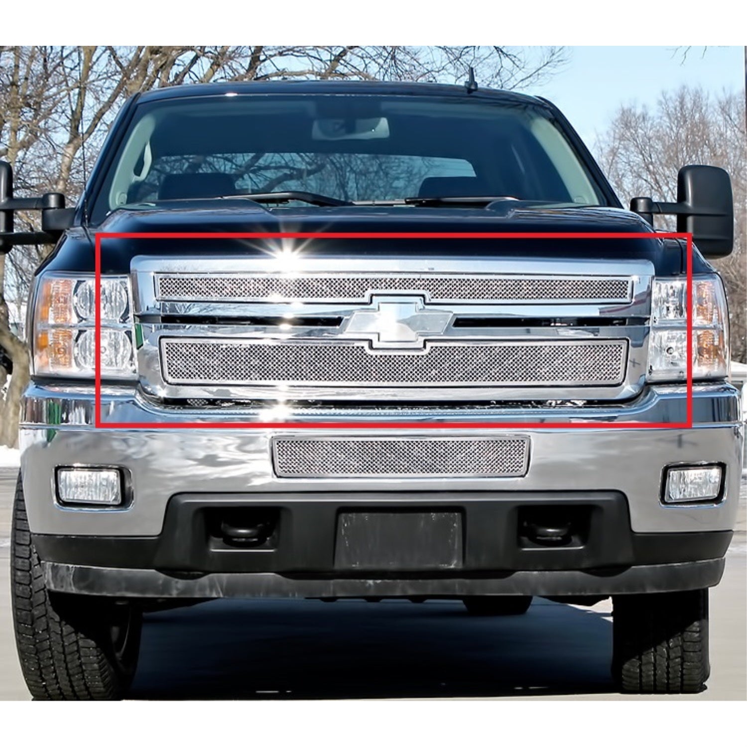 2011-2014 Chevy Silverado 2500 Hd /2011-2014 Chevy Silverado 3500 Hd Stainless Steel Polished Finish 1.8 Mm Wire Mesh Mesh Grille