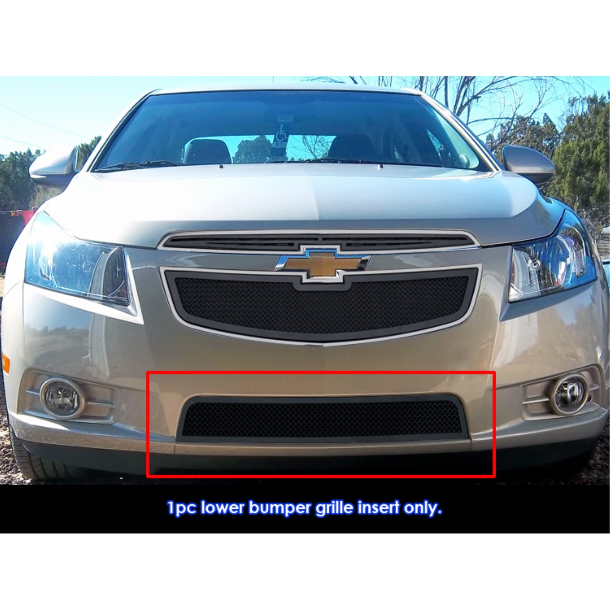 2011-2014 Chevy Cruze Not For Rs Package And Turbo Stainless Steel Black Powder Coated Finish 1.8 Mm Wire Mesh Black Wire Mesh Grille
