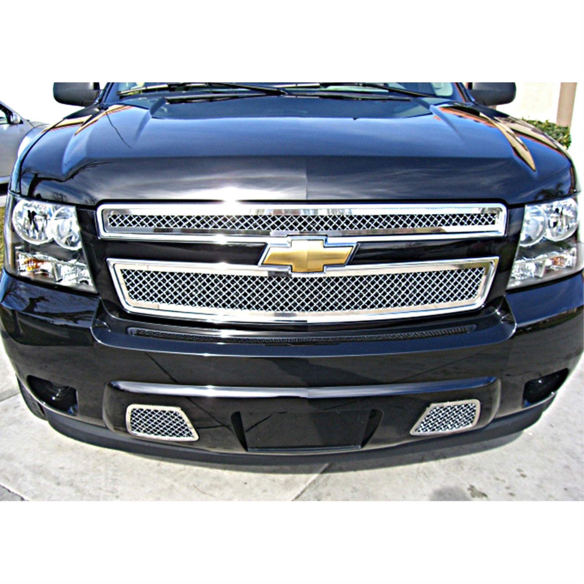2007-2014 Chevy Avalanche /2007-2014 Chevy Suburban /2007-2014 Chevy Tahoe Not For Hybrid Stainless Steel Polished Finish 2.5 Mm Wire Mesh Mesh Grille