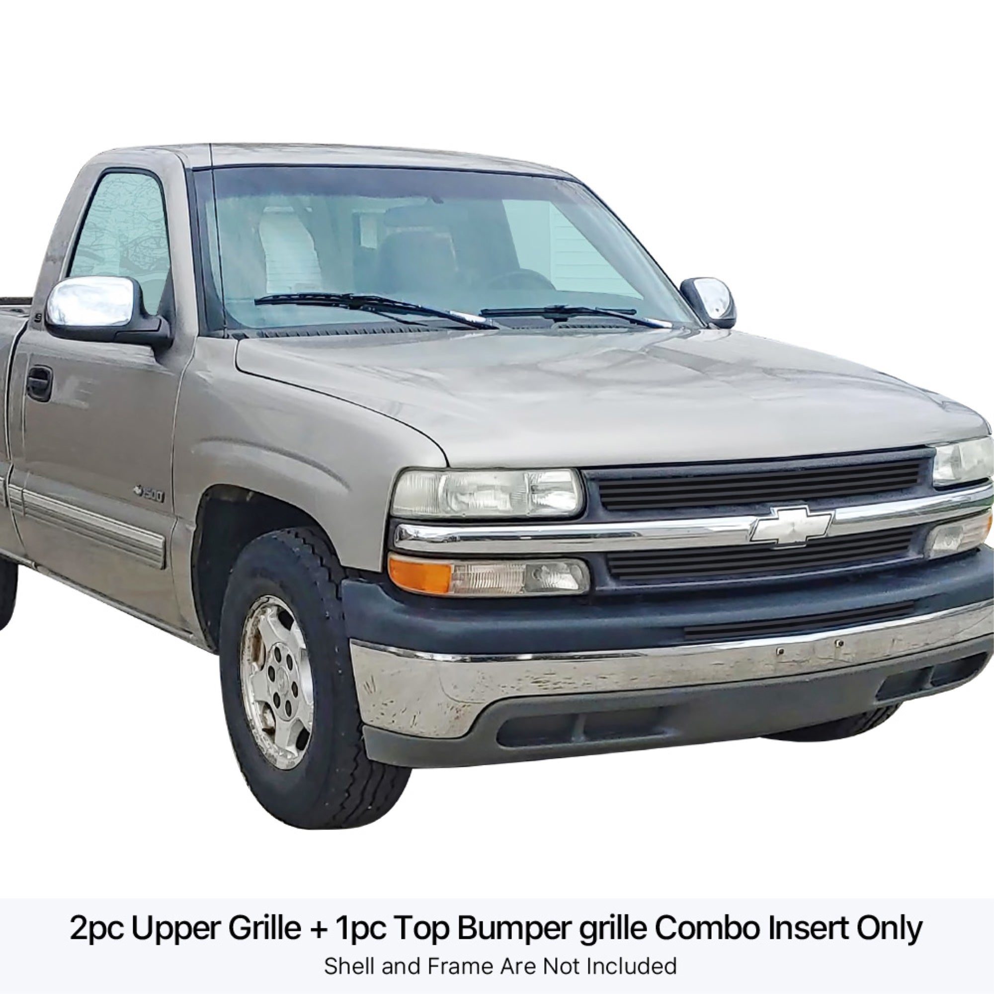 1999-2002 Chevy Silverado 1500 /2000-2006 Chevy Suburban /2000-2006 Chevy Tahoe /2000-2006 Chevy Avalanche Stainless Steel Black Powder Coated Finish 8X6 Horizontal Billet Black Stainless Steel Billet Grille