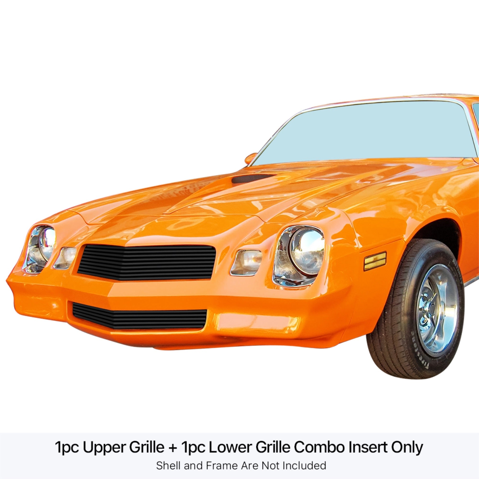 1978-1981 Chevy Camaro Stainless Steel Black Powder Coated Finish Horizontal Billet Black Stainless Steel Billet Grille