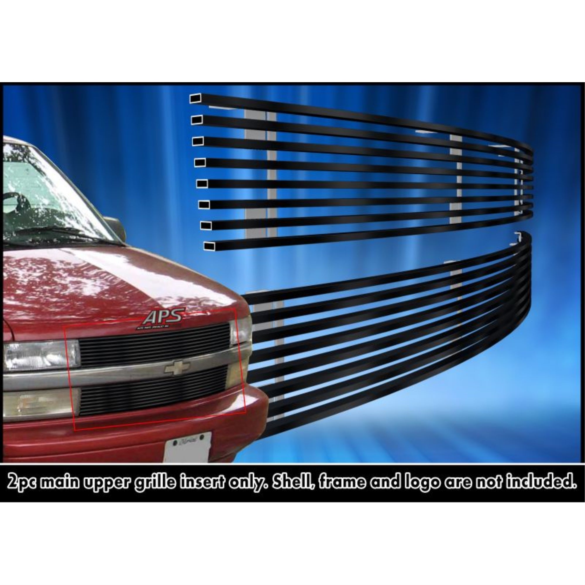 1995-2005 Chevy Astro Van Stainless Steel Black Powder Coated Finish Horizontal Billet Black Stainless Steel Billet Grille