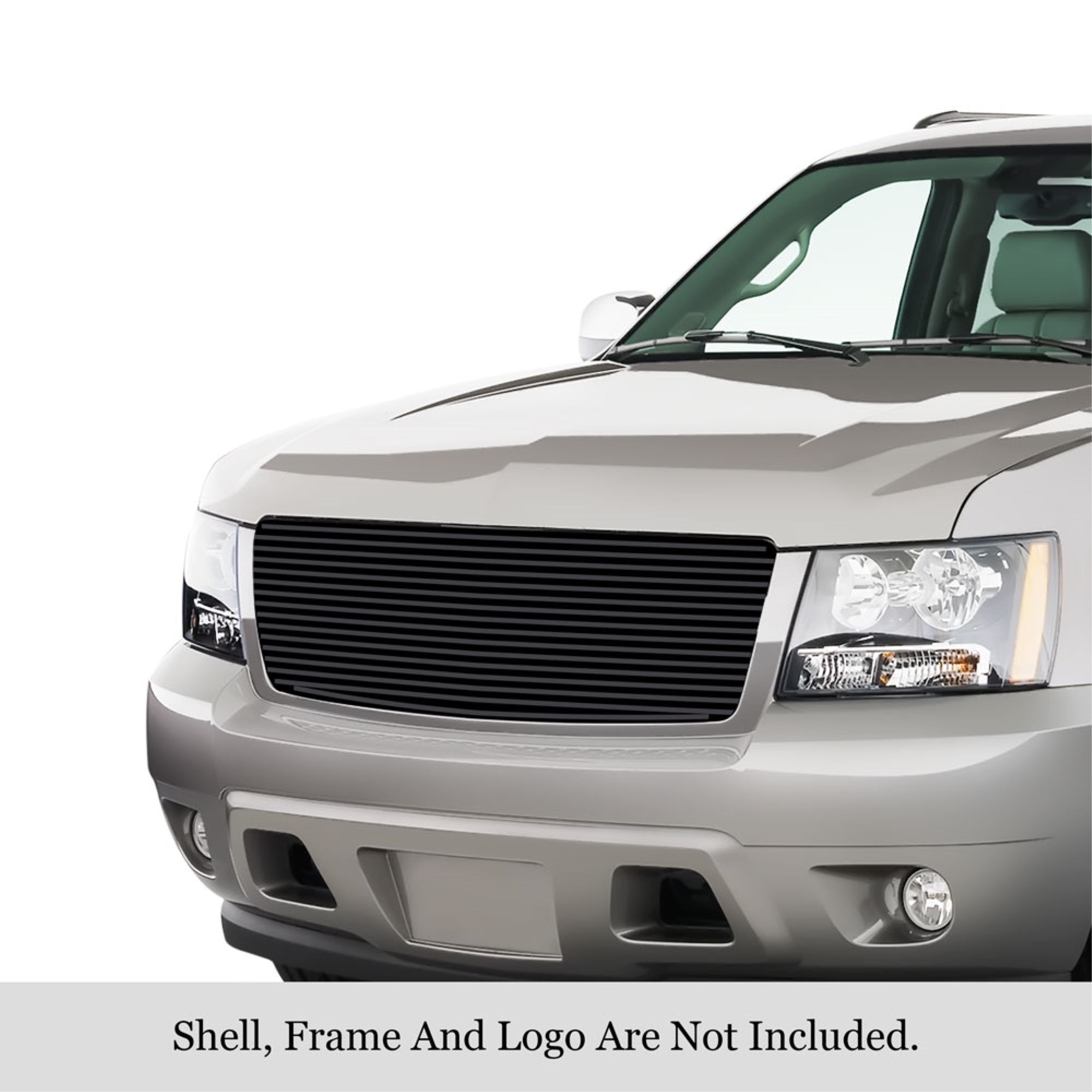 2007-2013 Chevy Avalanche /2007-2014 Chevy Suburban /2007-2014 Chevy Tahoe Not For Hybrid Stainless Steel Black Powder Coated Finish 8X6 Horizontal Billet Black Stainless Steel Billet Grille