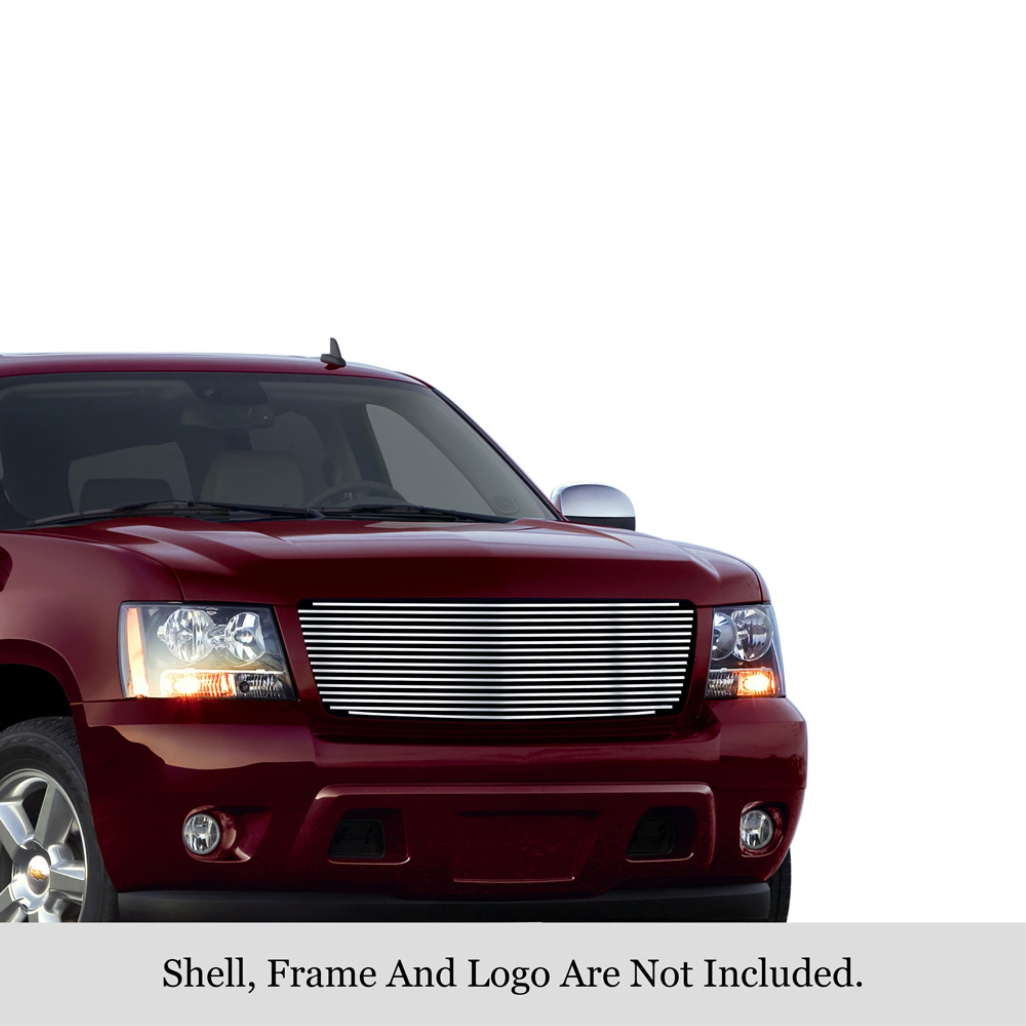 2007-2013 Chevy Avalanche /2007-2014 Chevy Suburban /2007-2014 Chevy Tahoe Not For Hybrid 304 Stainless Steel Polished Finish 8X6 Horizontal Billet Stainless Steel Billet Grille