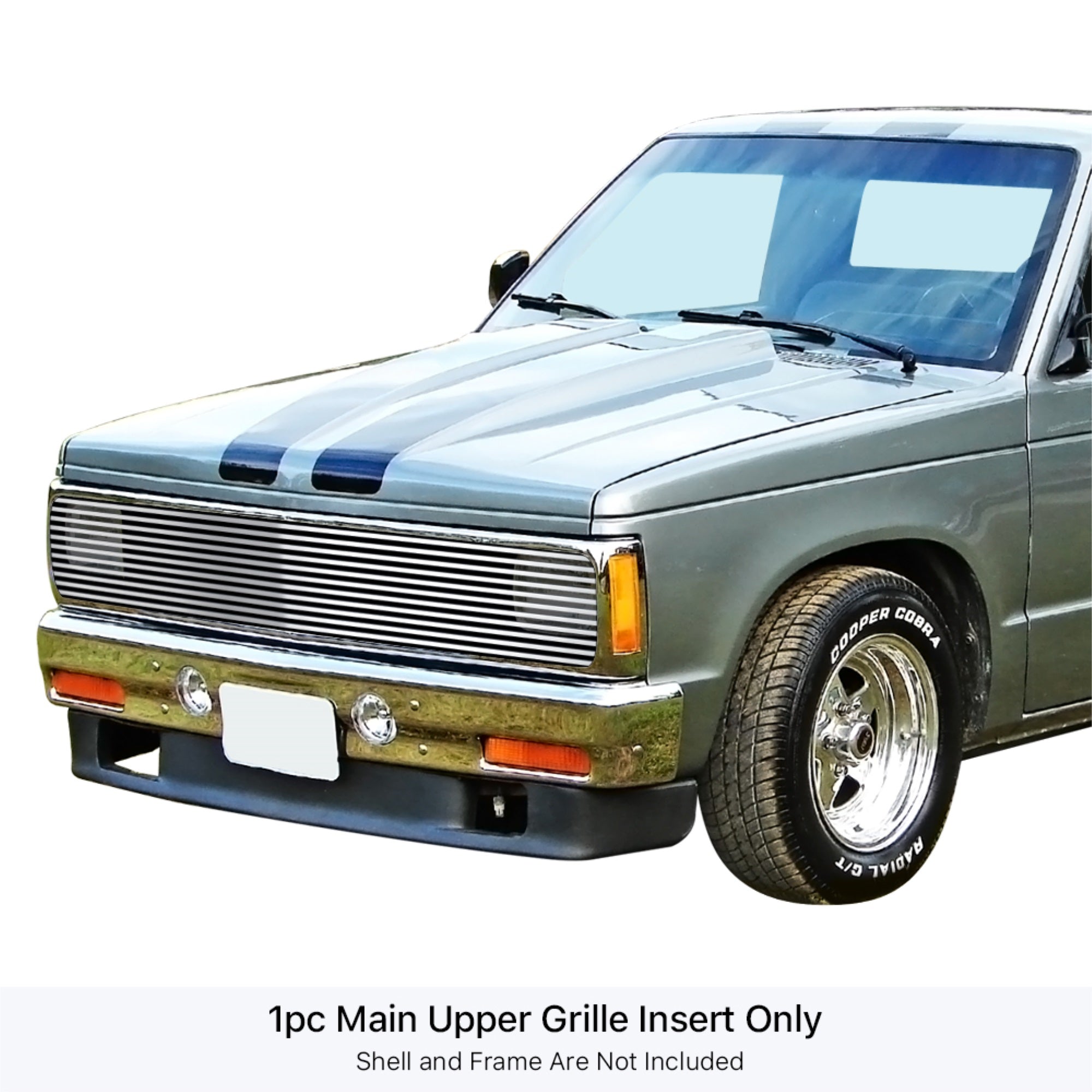 1991-1994 Chevy Blazer Phantom Grille/1991-1993 Chevy S-10 Phantom Grille 304 Stainless Steel Polished Finish 8X6 Horizontal Billet Stainless Steel Billet Grille