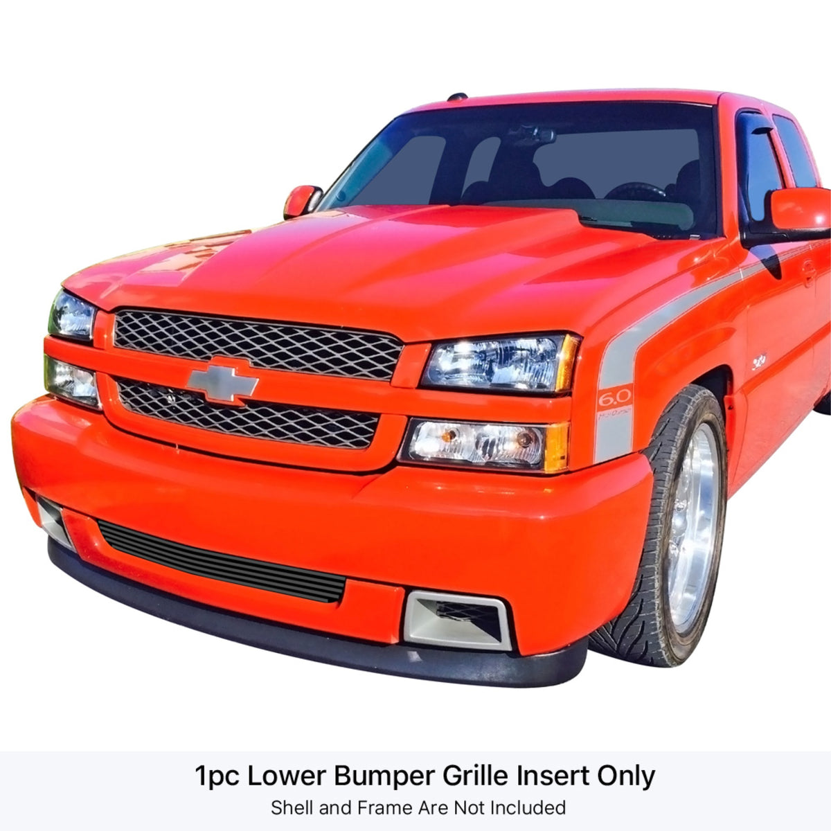 2003-2006 Chevy Silverado 1500 Ss Stainless Steel Black Powder Coated Finish 8X6 Horizontal Billet Black Stainless Steel Billet Grille