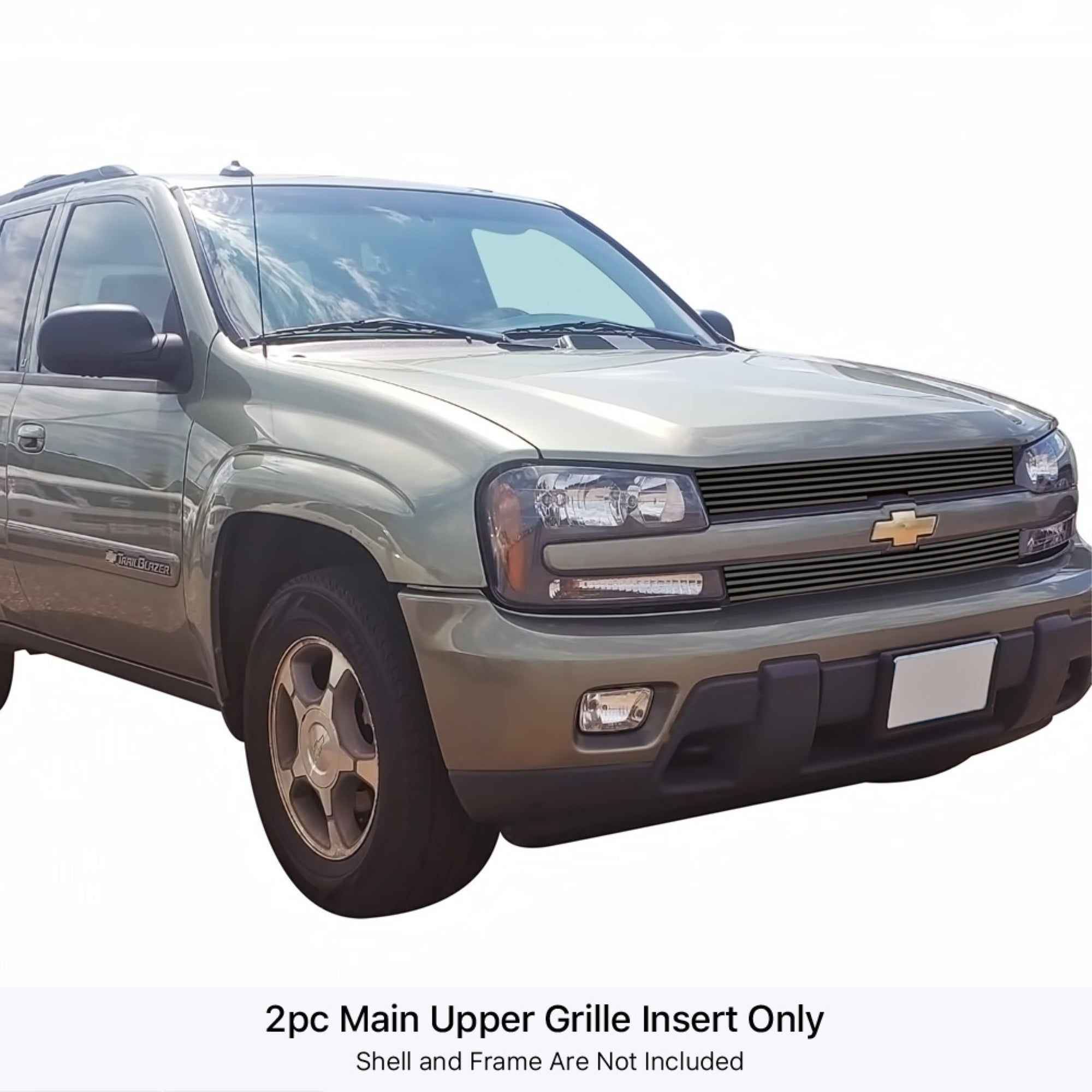 2002-2005 Chevy Trailblazer Lt /2002-2005 Chevy Trailblazer Ls /2002-2005 Chevy Trailblazer Ss Stainless Steel Black Powder Coated Finish 8X6 Horizontal Billet Black Stainless Steel Billet Grille