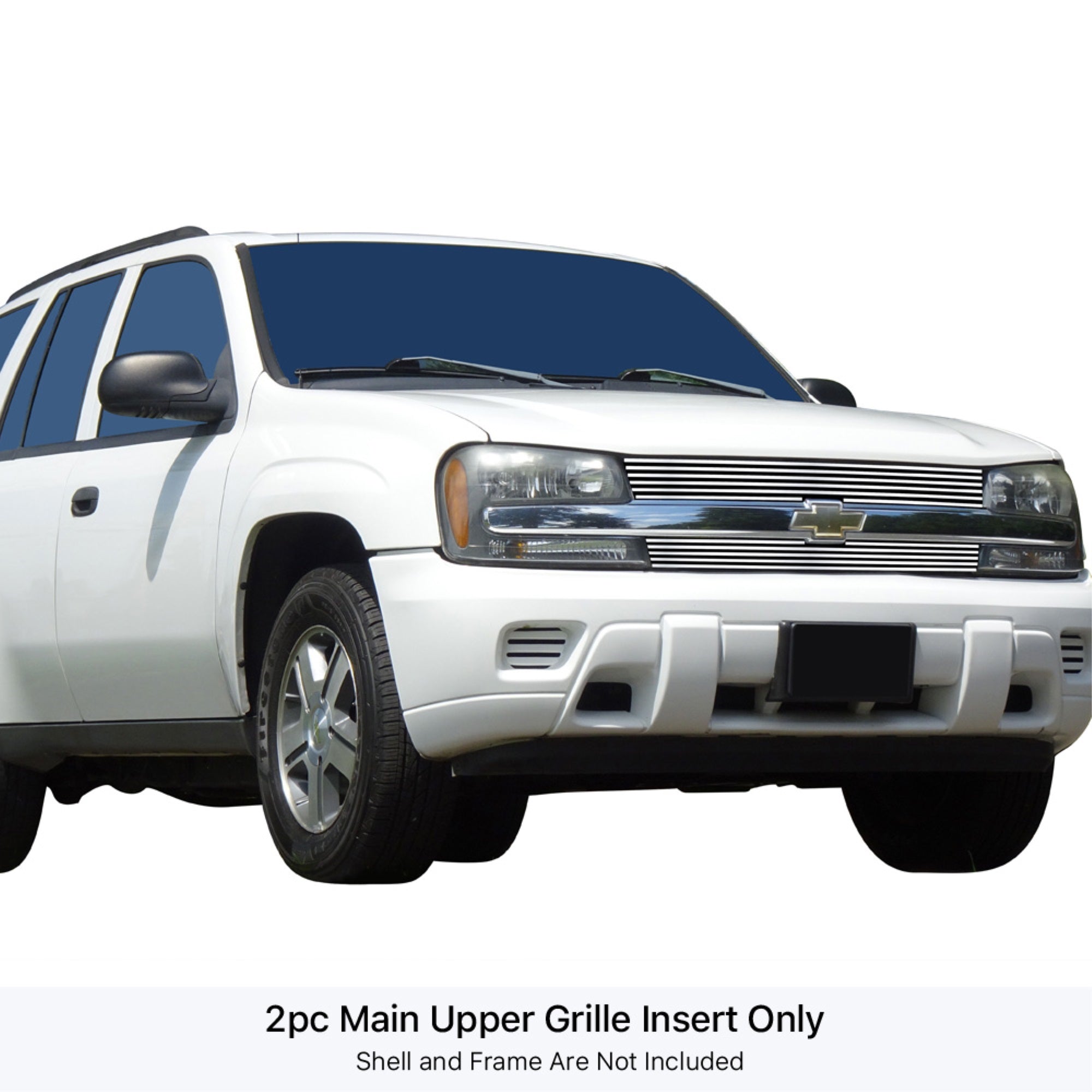 2002-2005 Chevy Trailblazer Lt /2002-2005 Chevy Trailblazer Ls /2002-2005 Chevy Trailblazer Ss Stainless Steel Polished Finish 8X6 Horizontal Billet Stainless Steel Billet Grille