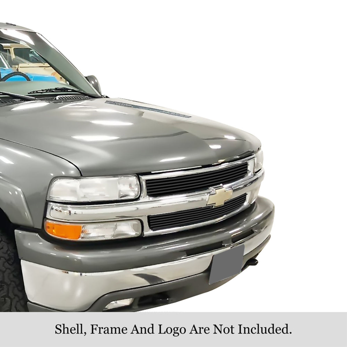2001-2002 Chevy Silverado 2500 Install Behind Opening/2001-2002 Chevy Silverado 3500 Install Behind Opening Stainless Steel Black Powder Coated Finish 8X6 Horizontal Billet Black Stainless Steel Billet Grille