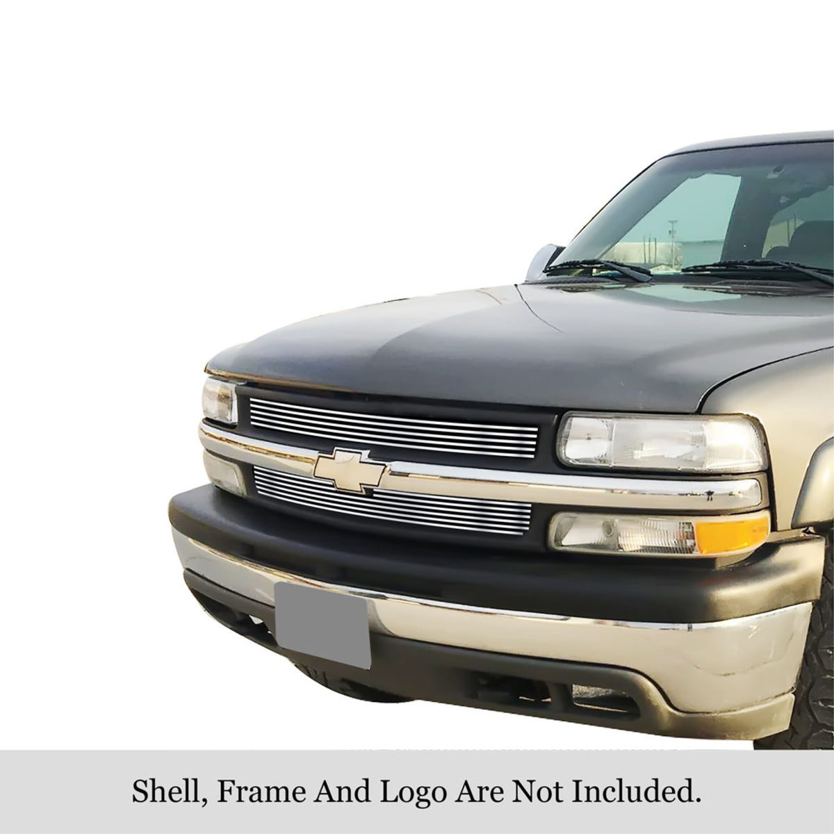 2001-2002 Chevy Silverado 2500 Install Behind Opening/2001-2002 Chevy Silverado 3500 Install Behind Opening 304 Stainless Steel Polished Finish 8X6 Horizontal Billet Stainless Steel Billet Grille