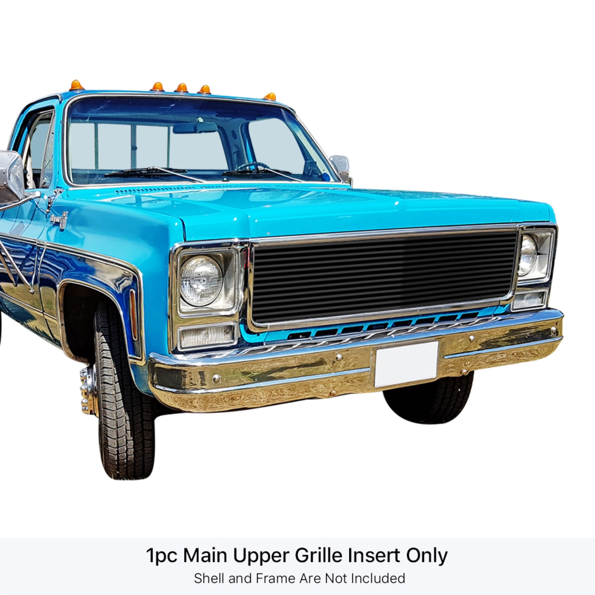 1973-1980 Chevy Blazer /1973-1980 Chevy C/K Pickup /1973-1980 Chevy Suburban /1973-1980 Gmc C/K Pickup /1973-1980 Gmc Suburban Stainless Steel Black Powder Coated Finish 8X6 Horizontal Billet Black Stainless Steel Billet Grille