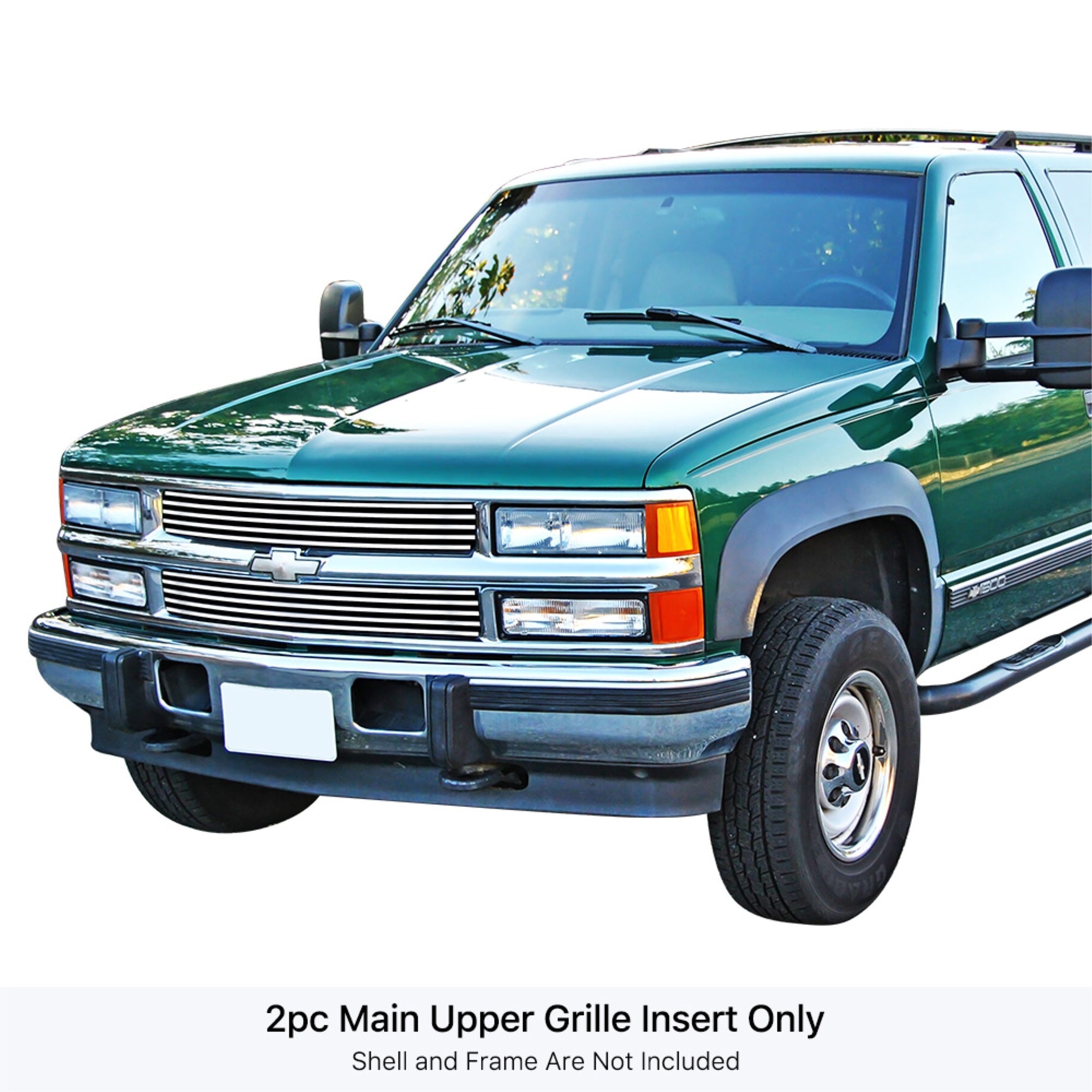 1994-1999 Chevy Blazer Not For S-10/1994-1999 Chevy C/K Pickup Not For C2500 Single Light/1994-1999 Chevy Suburban /1995-1999 Chevy Tahoe 304 Stainless Steel Polished Finish 8X6 Horizontal Billet Stainless Steel Billet Grille