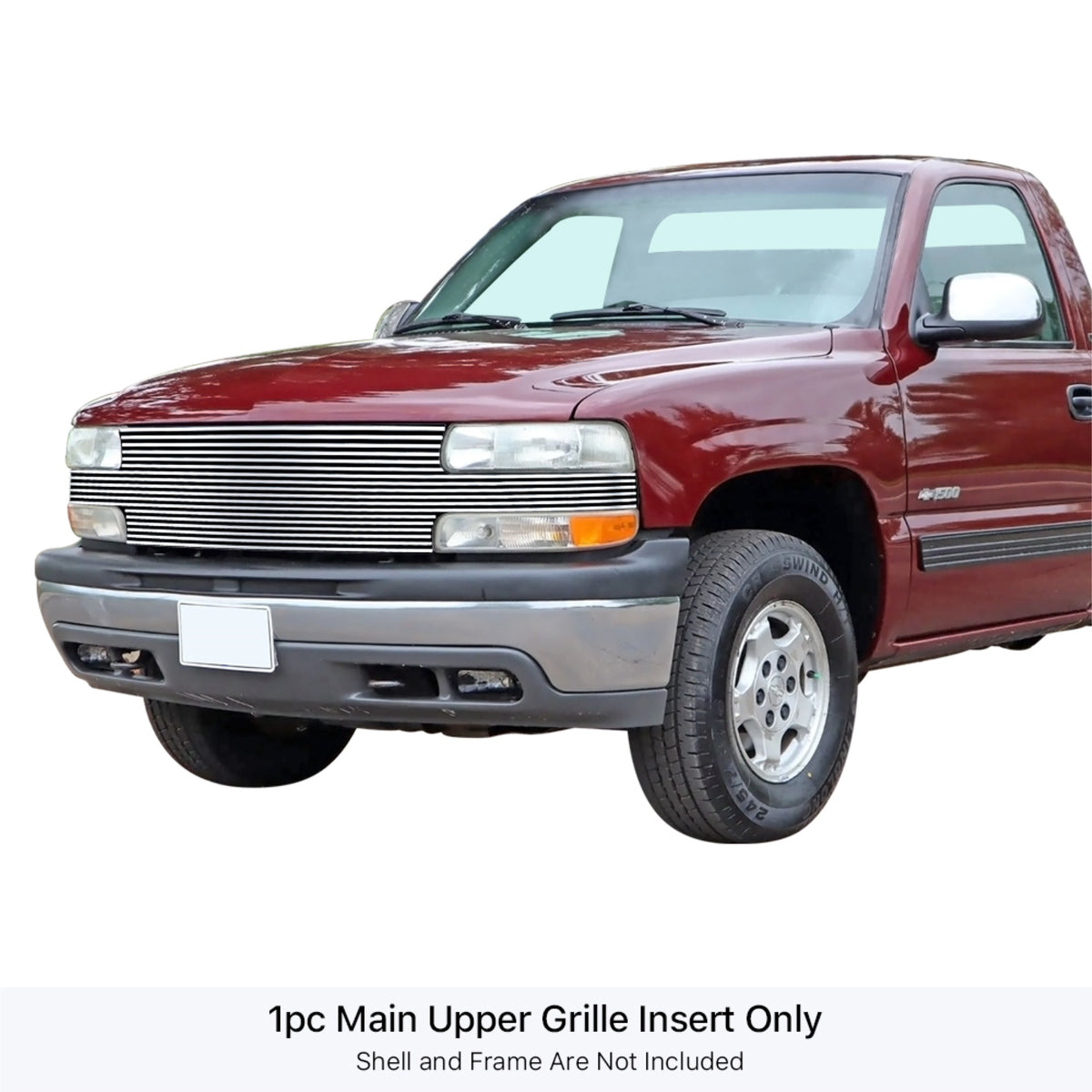 1999-2002 Chevy Silverado 1500 Full Face/2000-2006 Chevy Suburban Full Face/2000-2006 Chevy Tahoe Full Face 304 Stainless Steel Polished Finish Horizontal Billet Stainless Steel Billet Grille